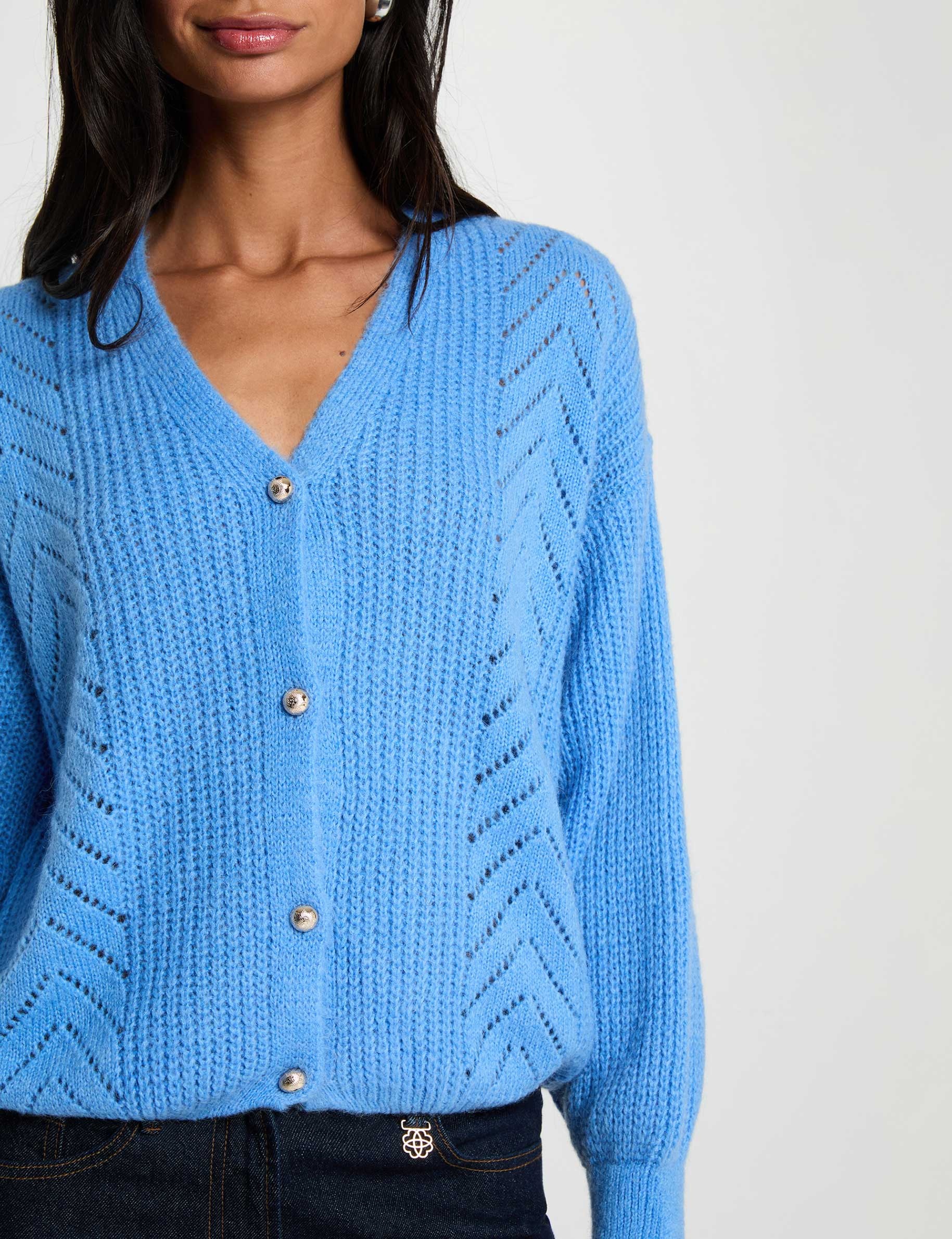 Cardigan mit V-Ausschnitt blau damen