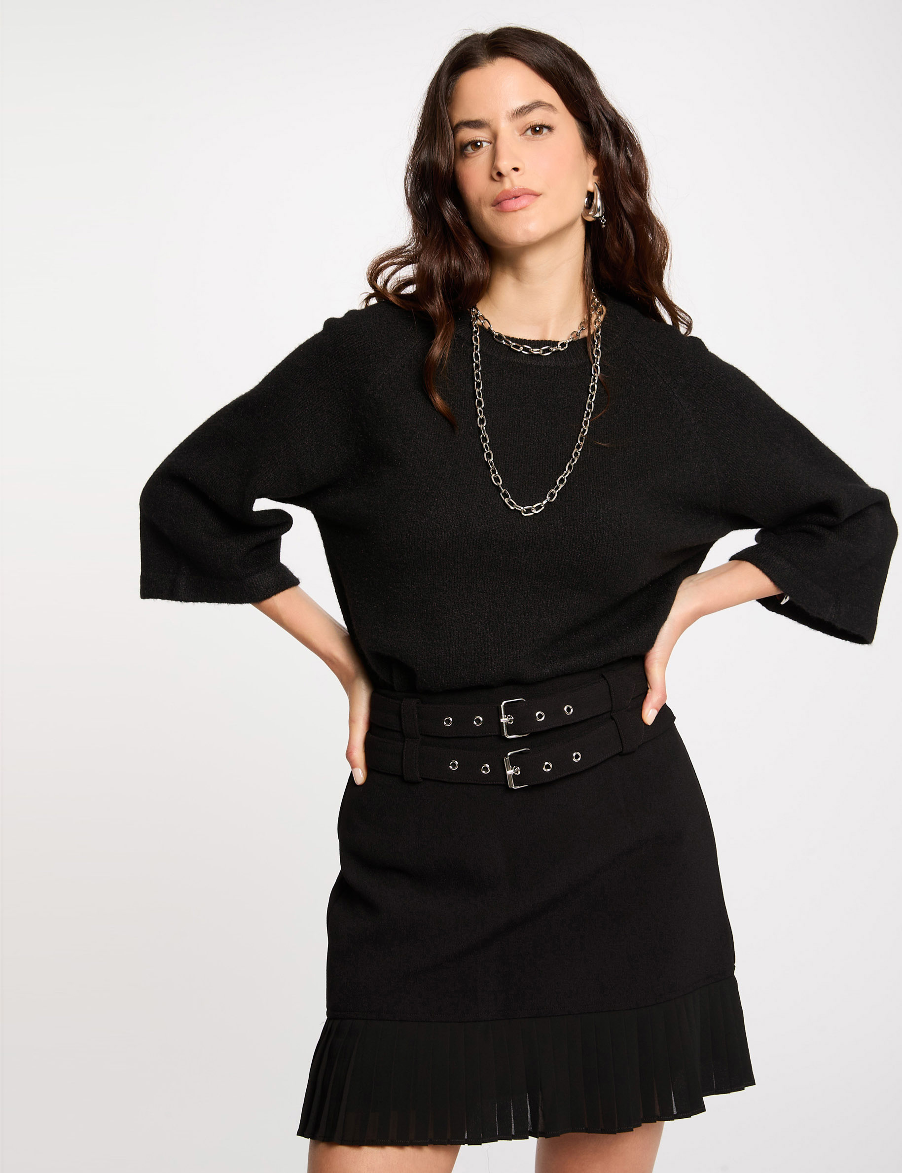 jupe courte avec franges noir femme Jupe courte avec franges noir femme