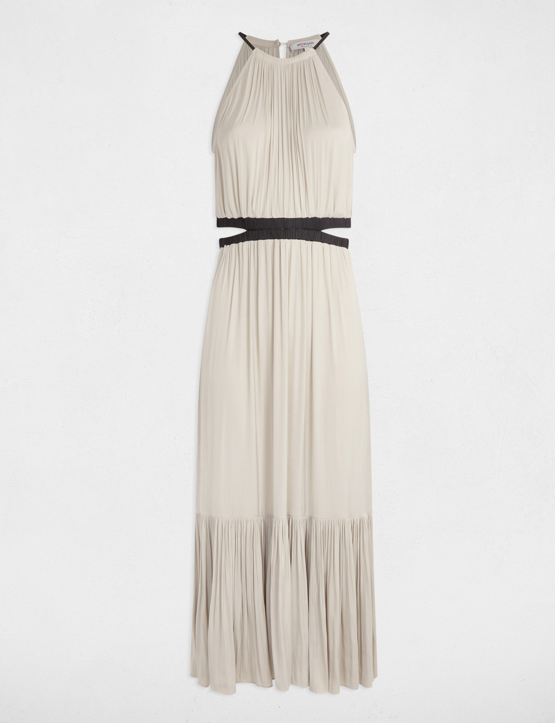 robe longue droite satin beige femme Robe longue droite satin beige femme