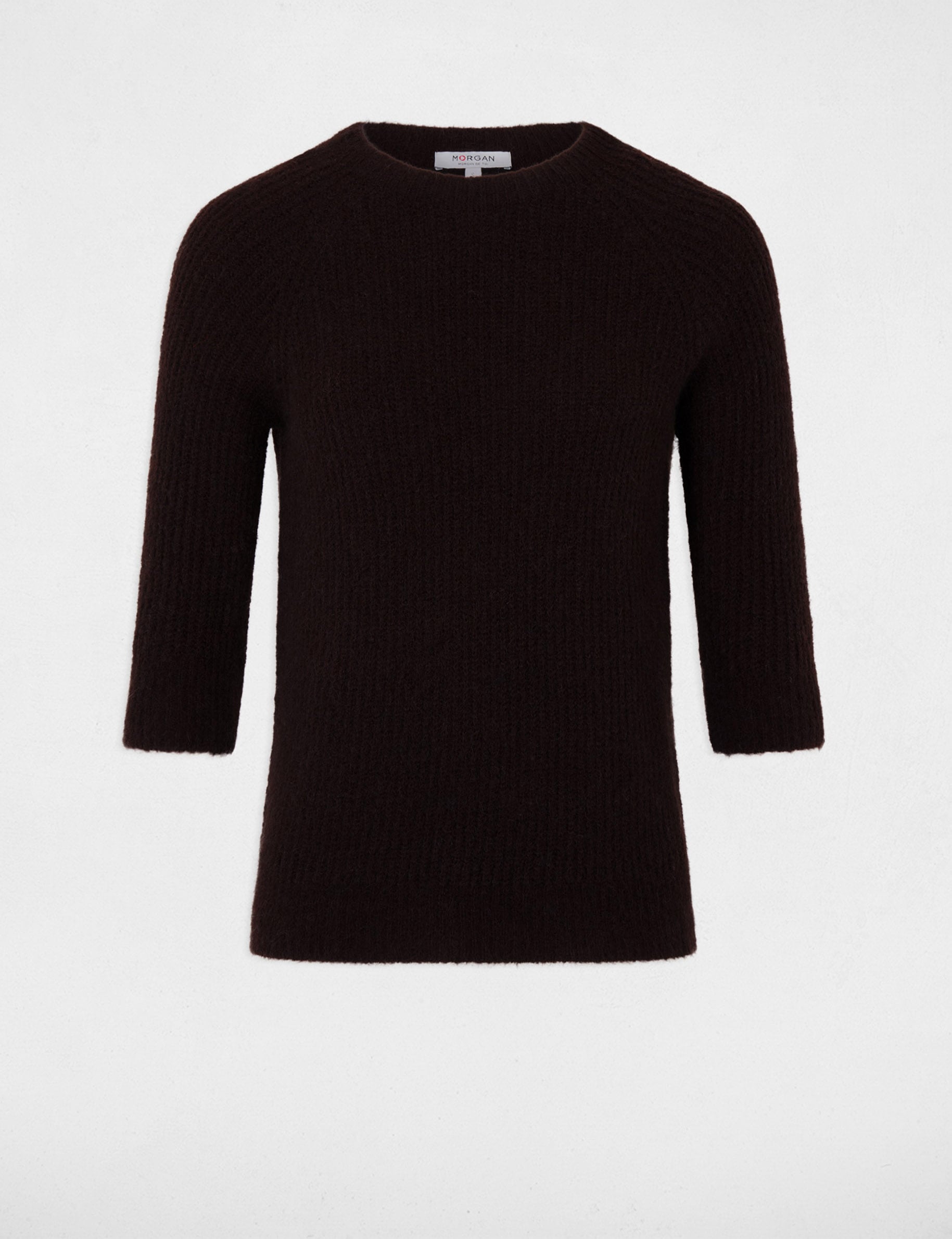 Flauschiger Strickpullover dunkelbraun damen