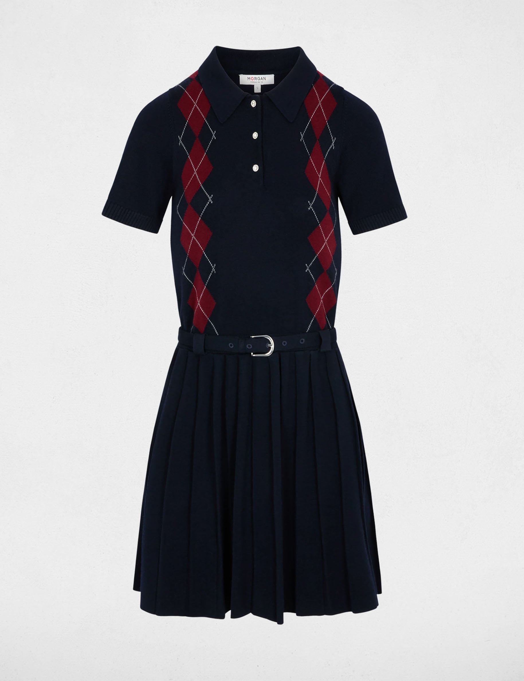 Strickkleid mit Reverskragen marineblau damen