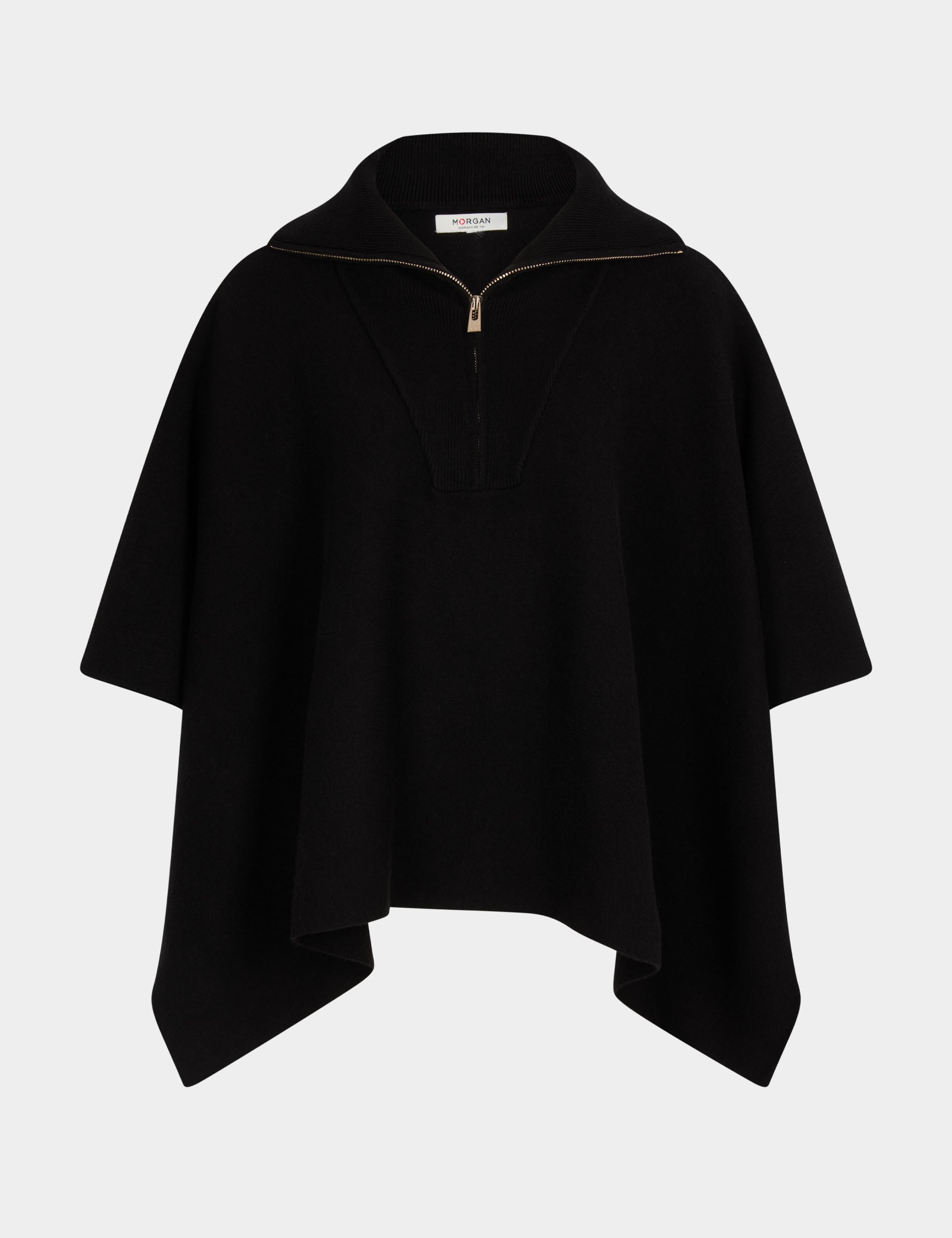 Poncho mit offenem Kragen schwarz damen
