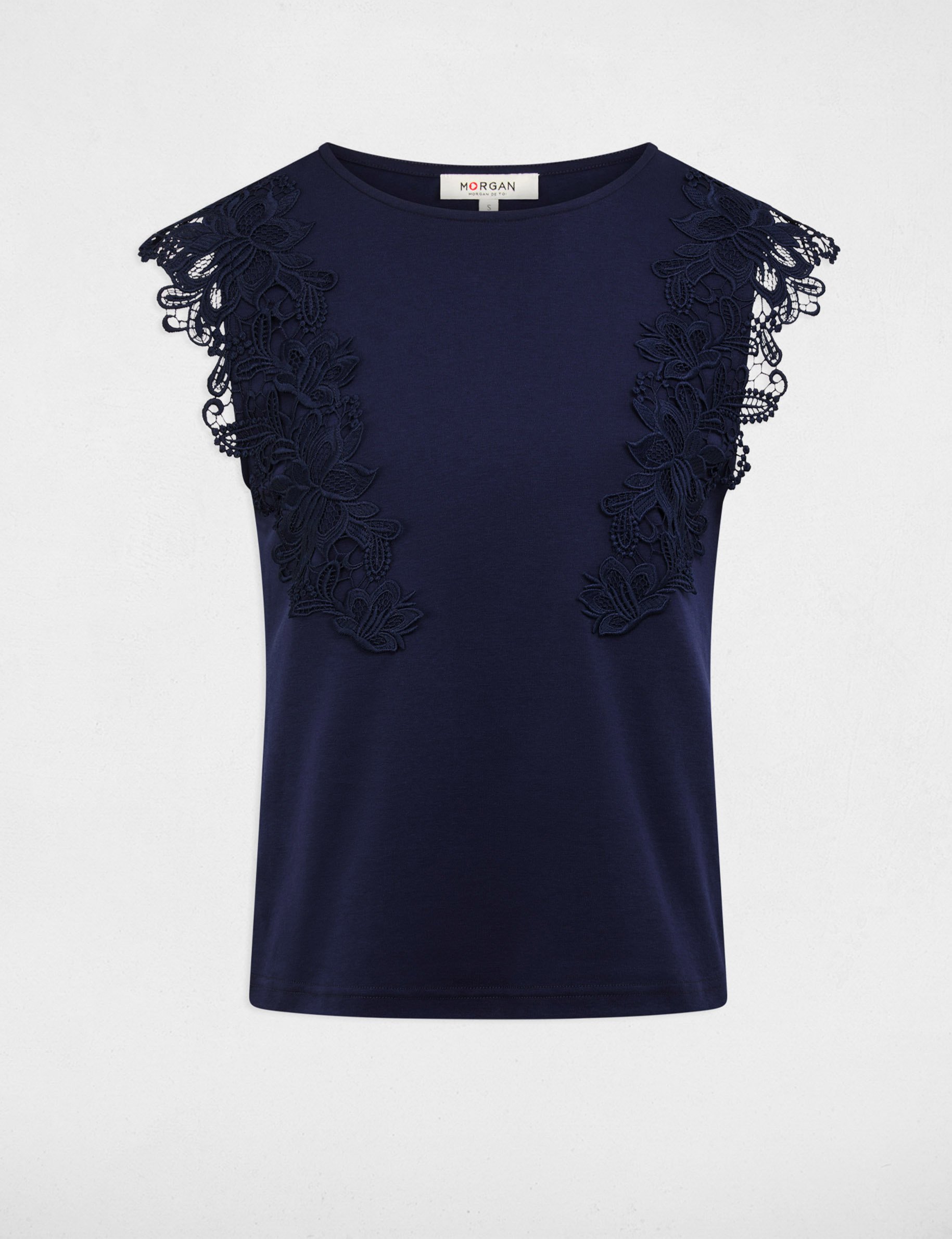 T-shirt mit kurzen &Auml;rmeln marineblau damen