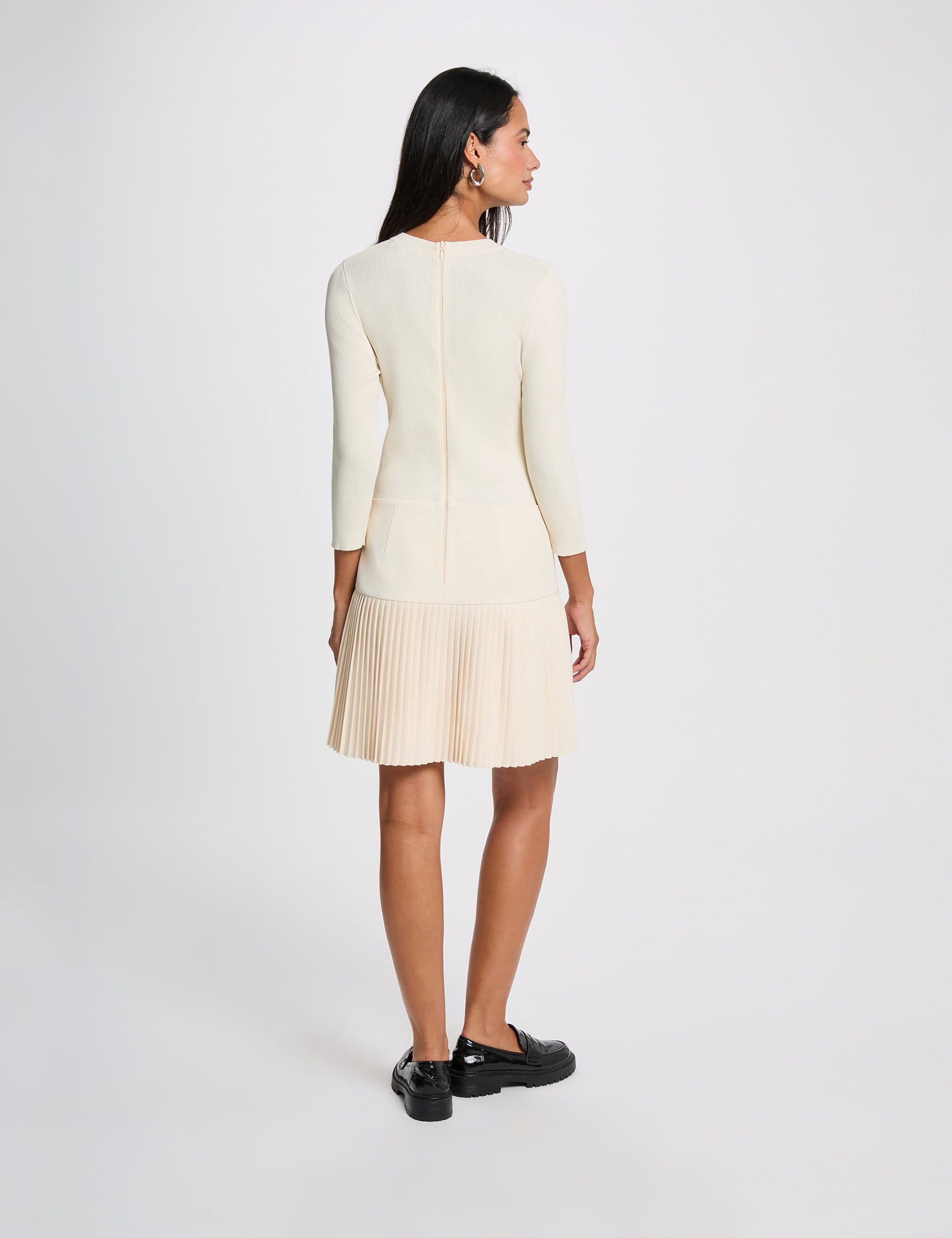 2-in-1 Faltenkleid elfenbein damen