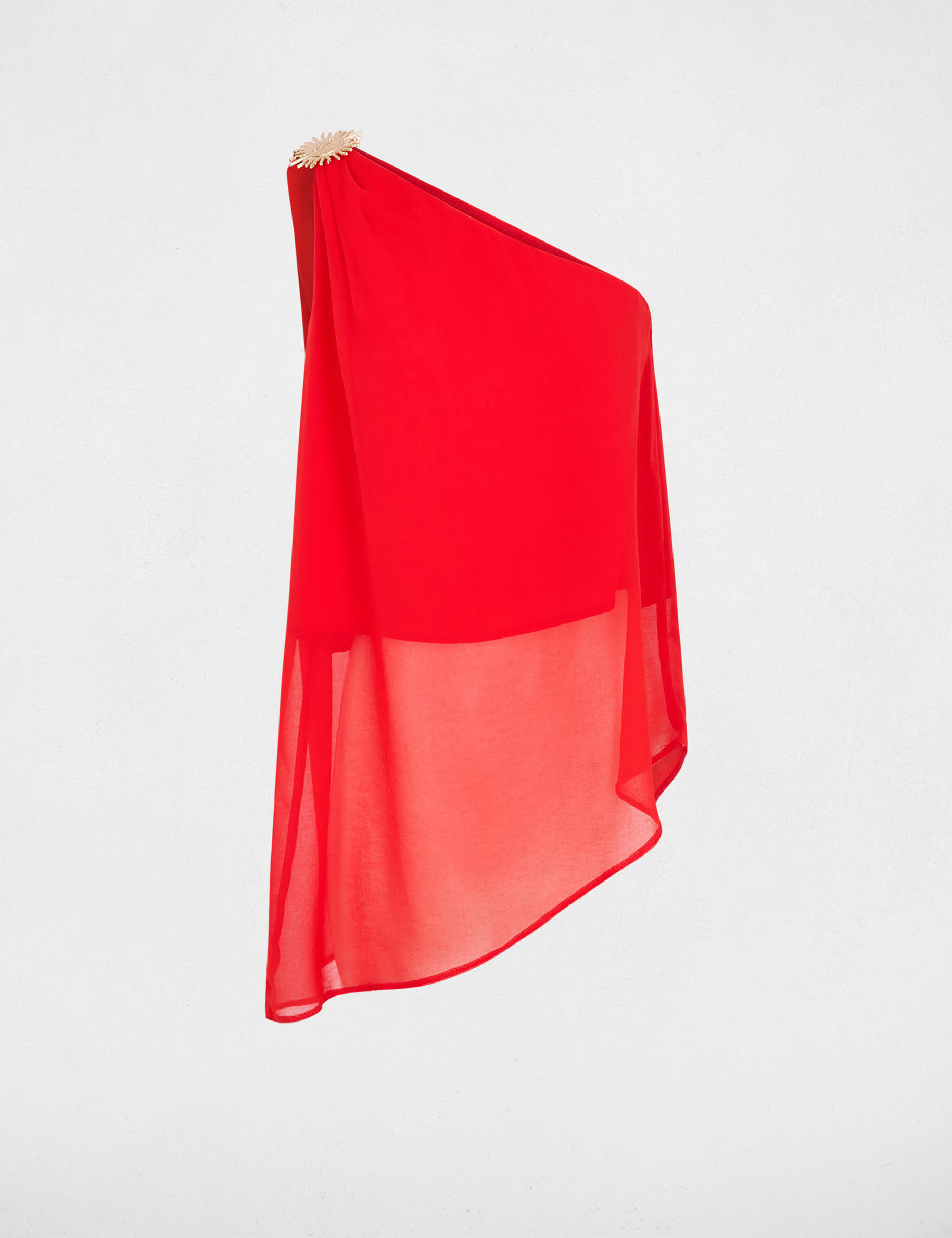 Asymmetrisches Voilentop rot damen