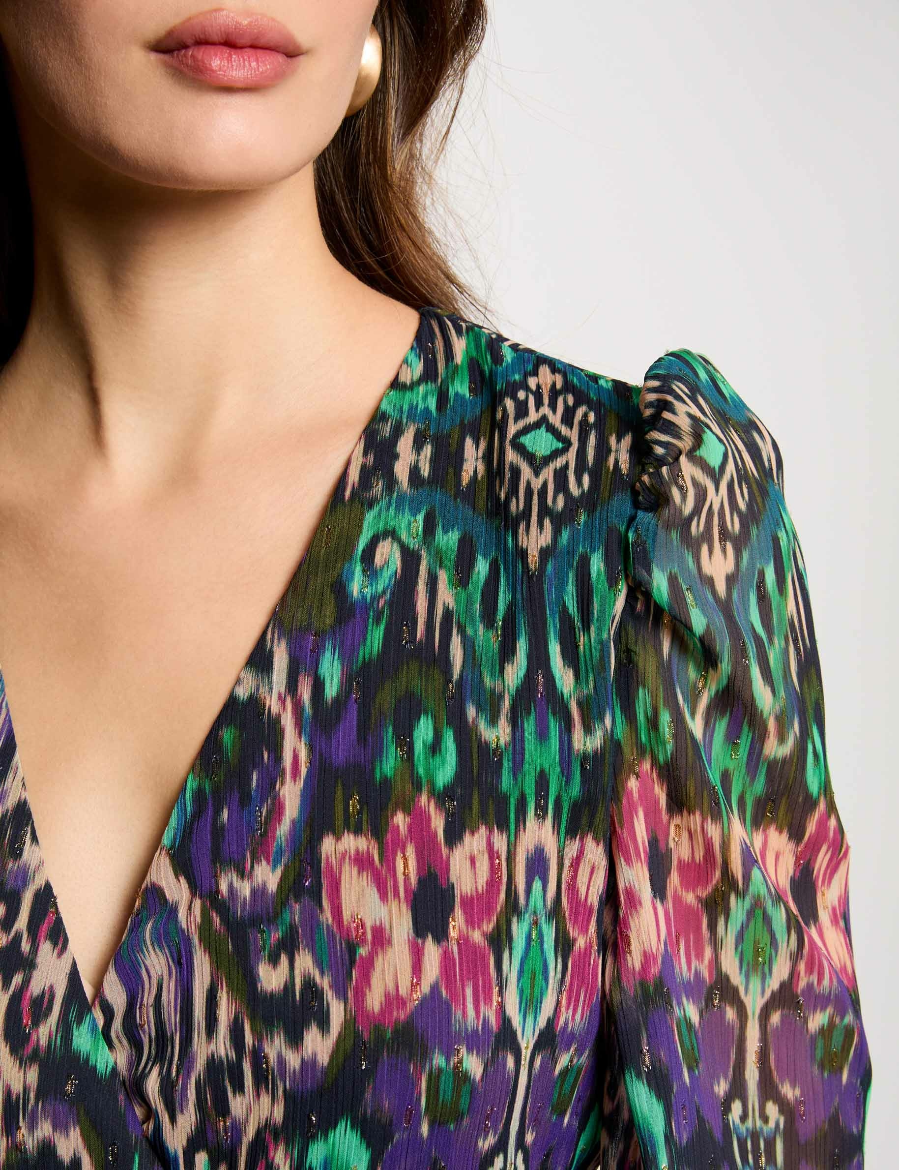 kurzes ausgestelltes kleid mit print mehrfarbig damen Kurzes, ausgestelltes Kleid mit Print mehrfarbig damen