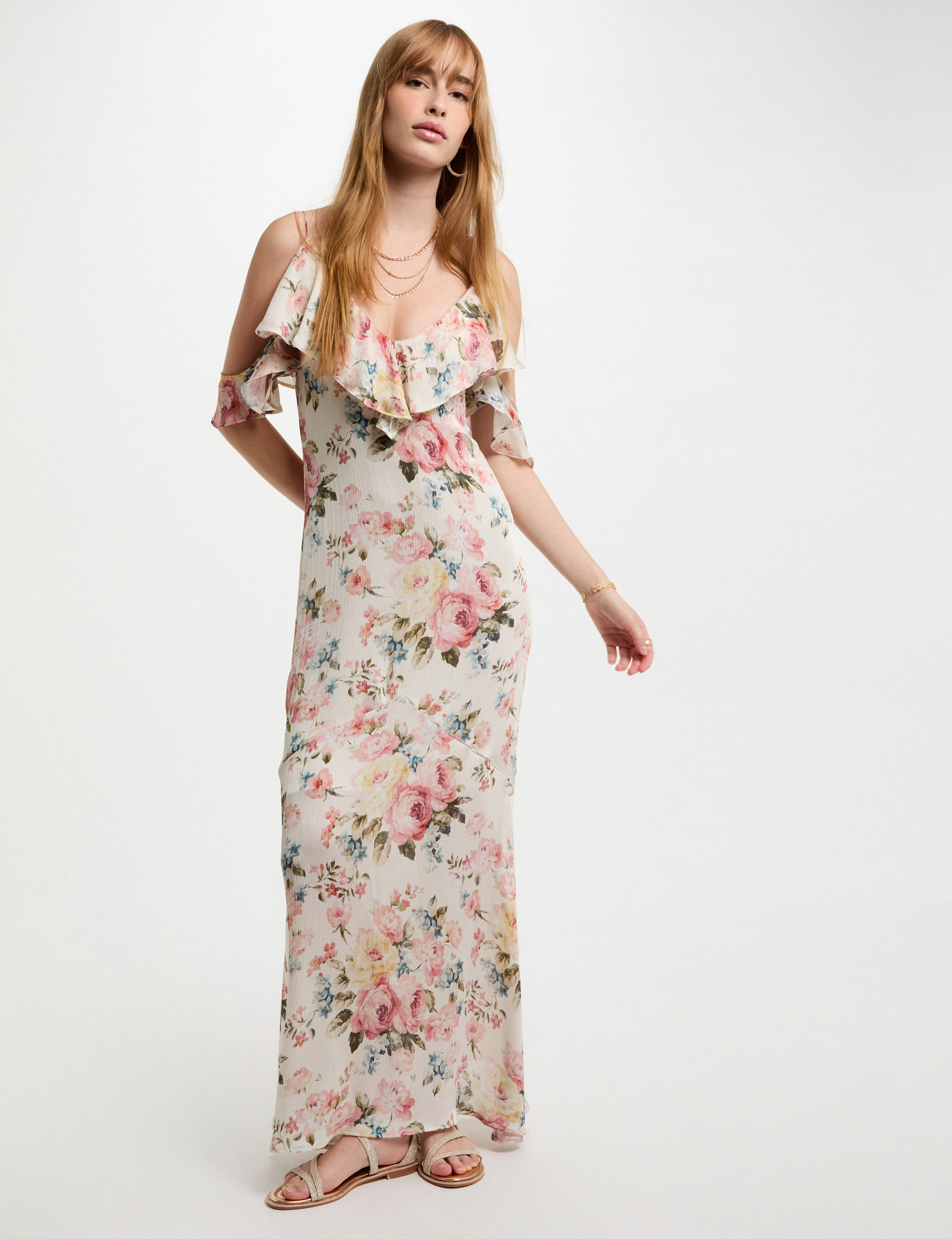 robe longue droite imprimee multicolore femme Robe longue droite imprimée multicolore femme