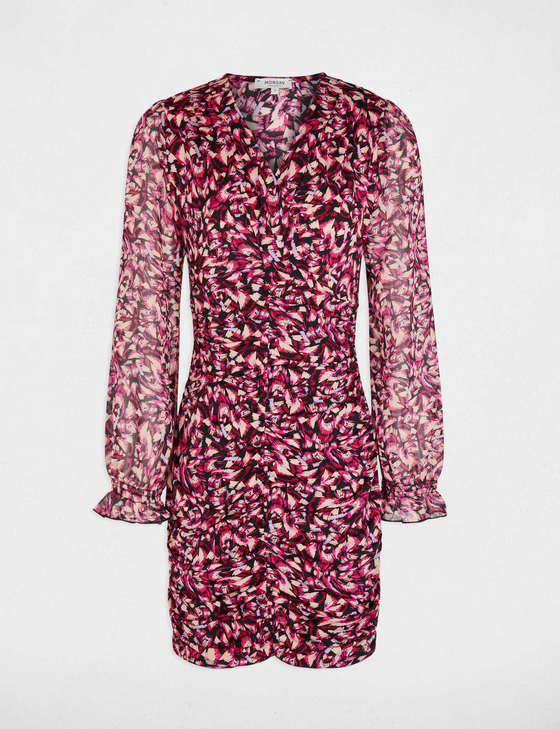 Wickelkleid mit 3/4-&Auml;rmeln mehrfarbig damen