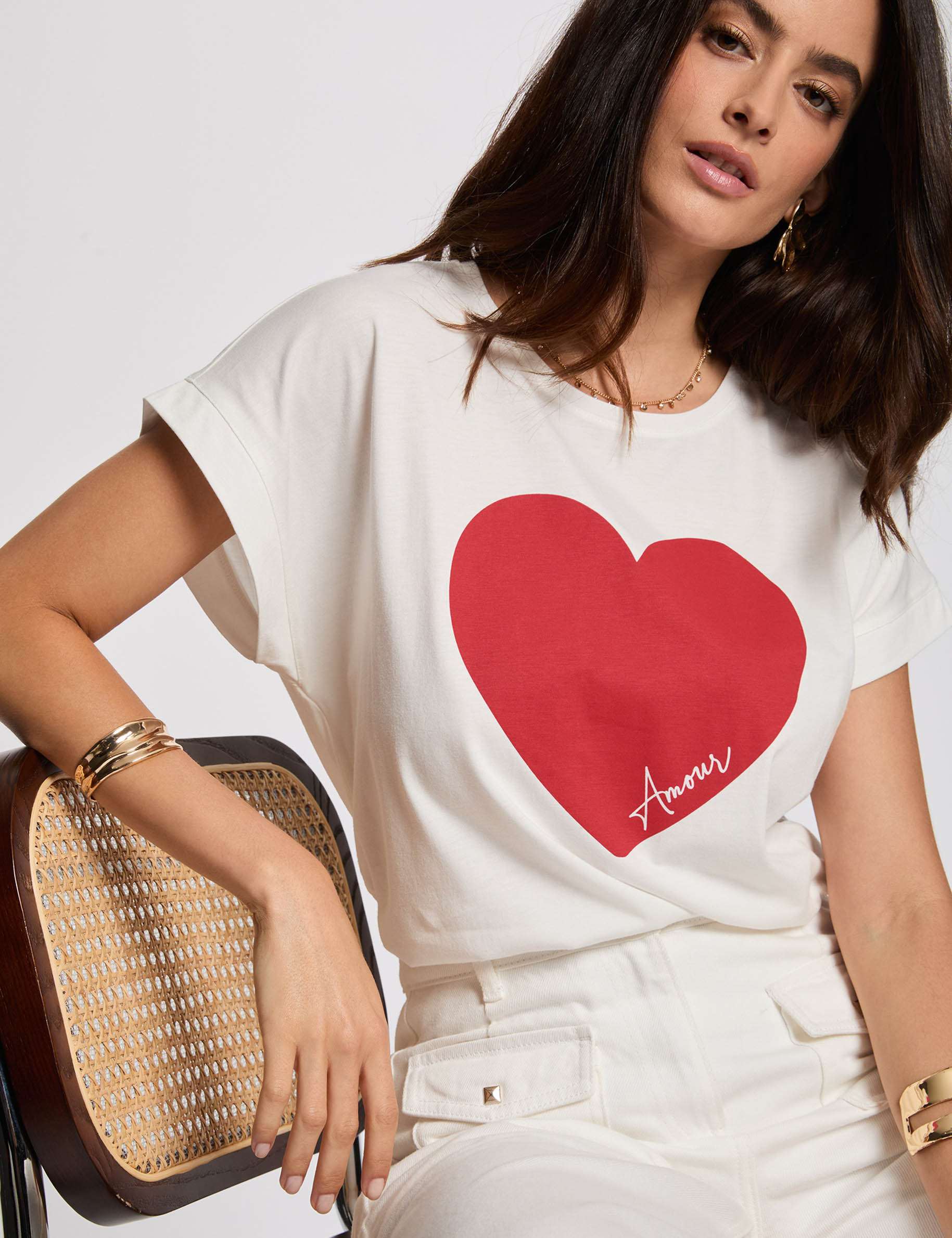 t shirt droit inscription blanc femme T-shirt droit inscription blanc femme