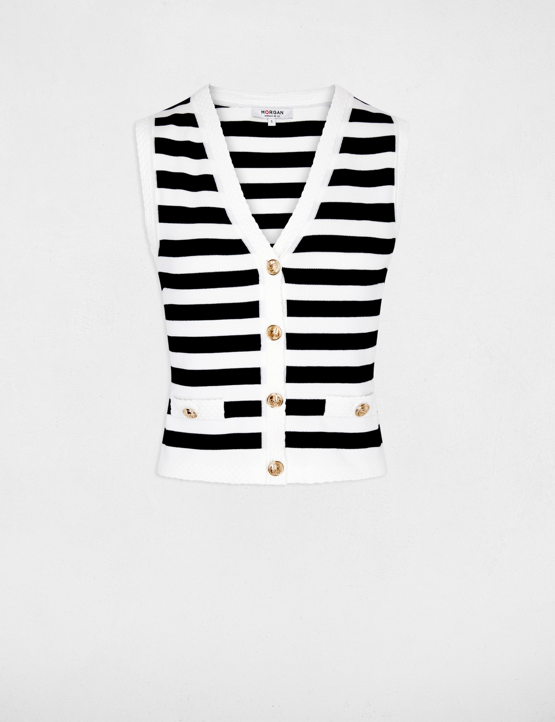 Gilet sans manches ray&eacute; blanc femme