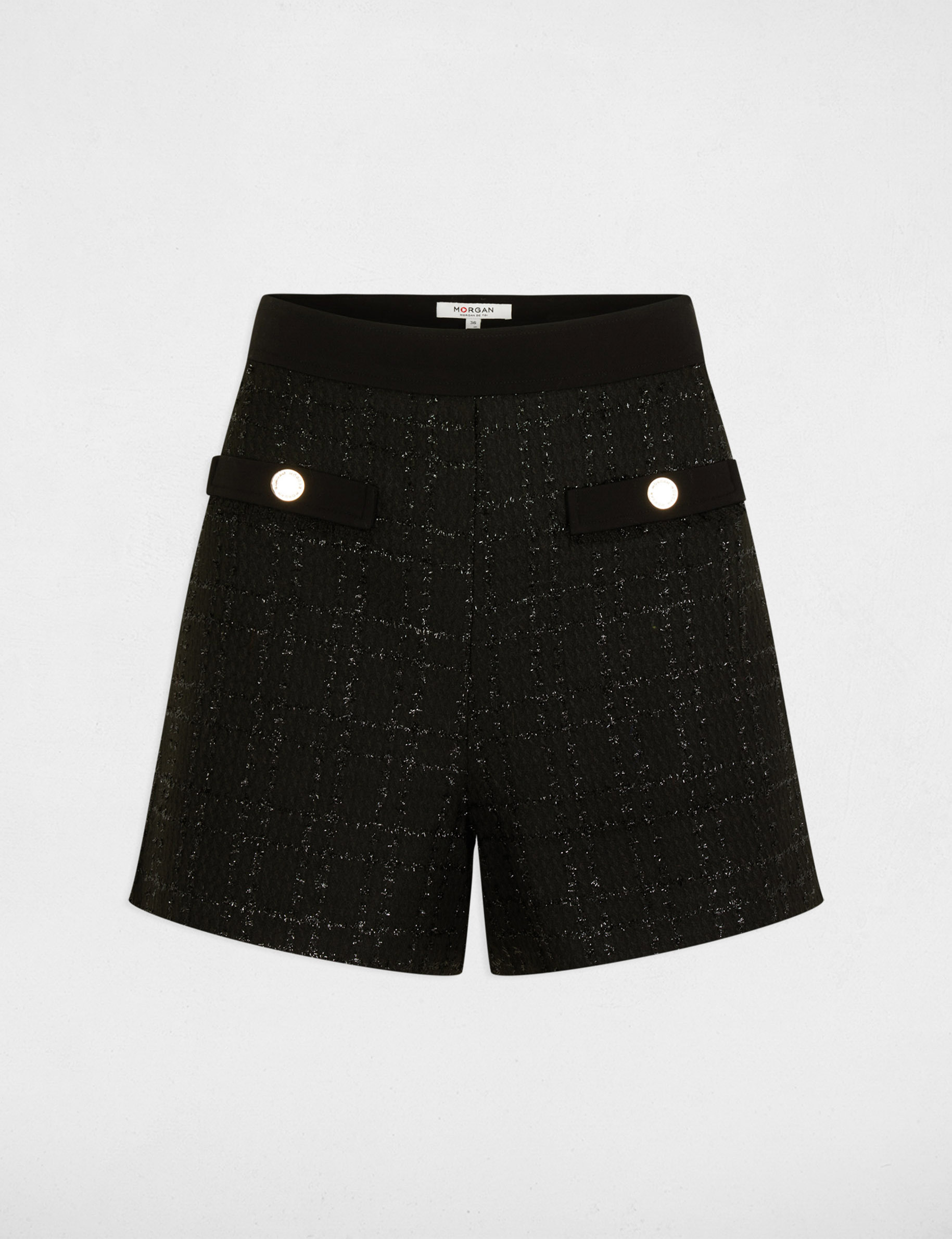 enganliegende tweed shorts schwarz damen Enganliegende Tweed-Shorts schwarz damen