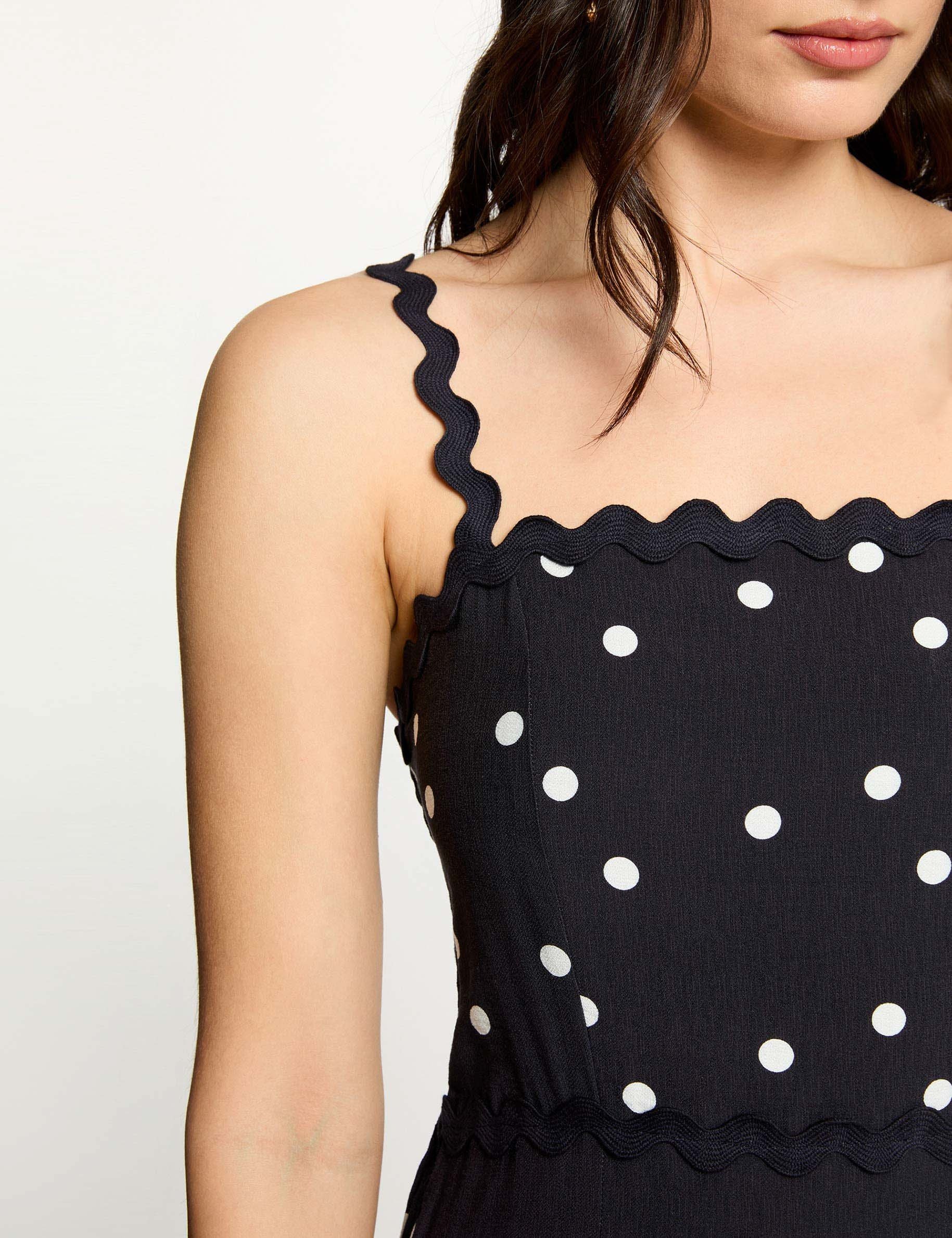 Robe mi-longue pois bleu marine femme