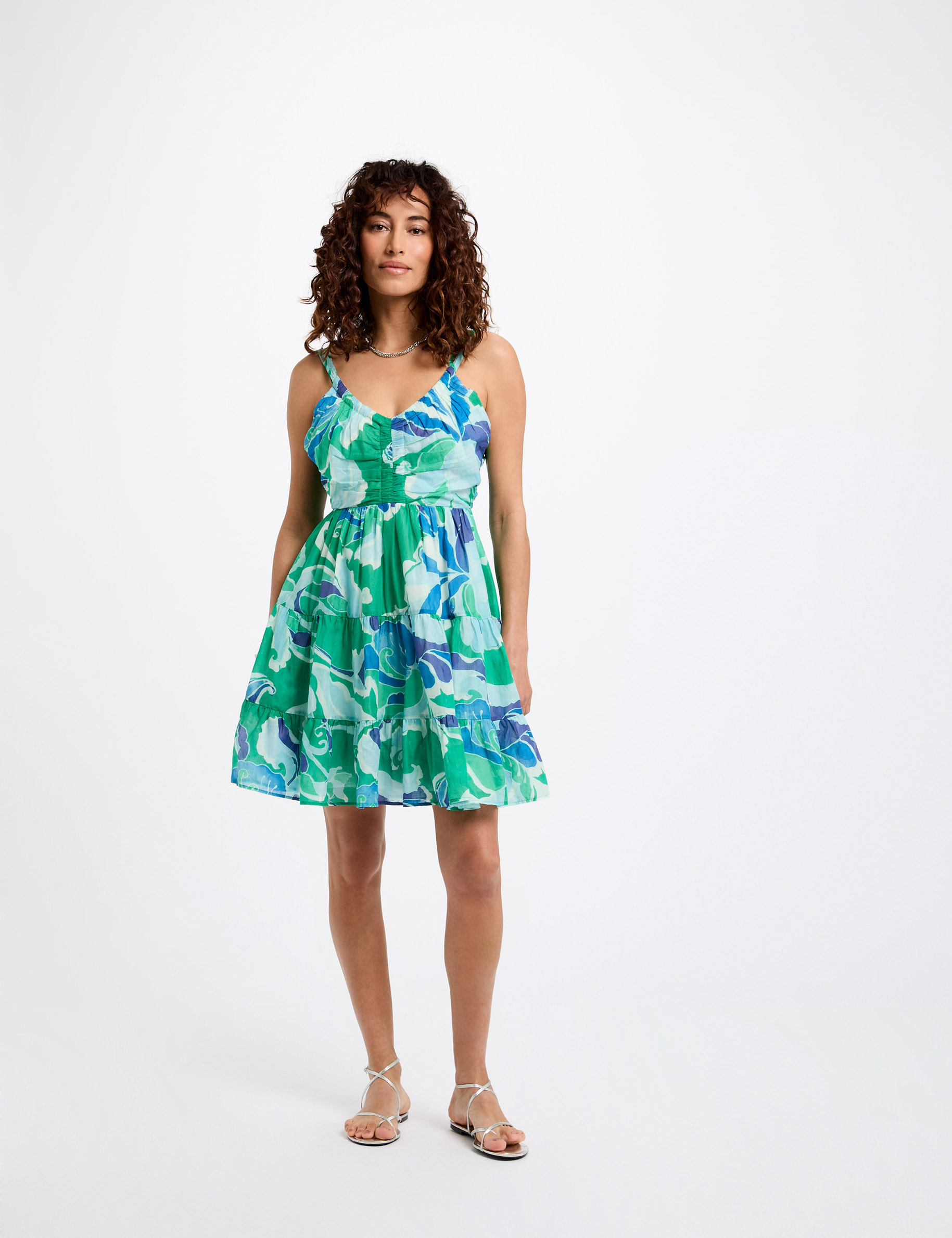 robe courte trapeze imprimee multicolore femme Robe courte trapèze imprimée multicolore femme