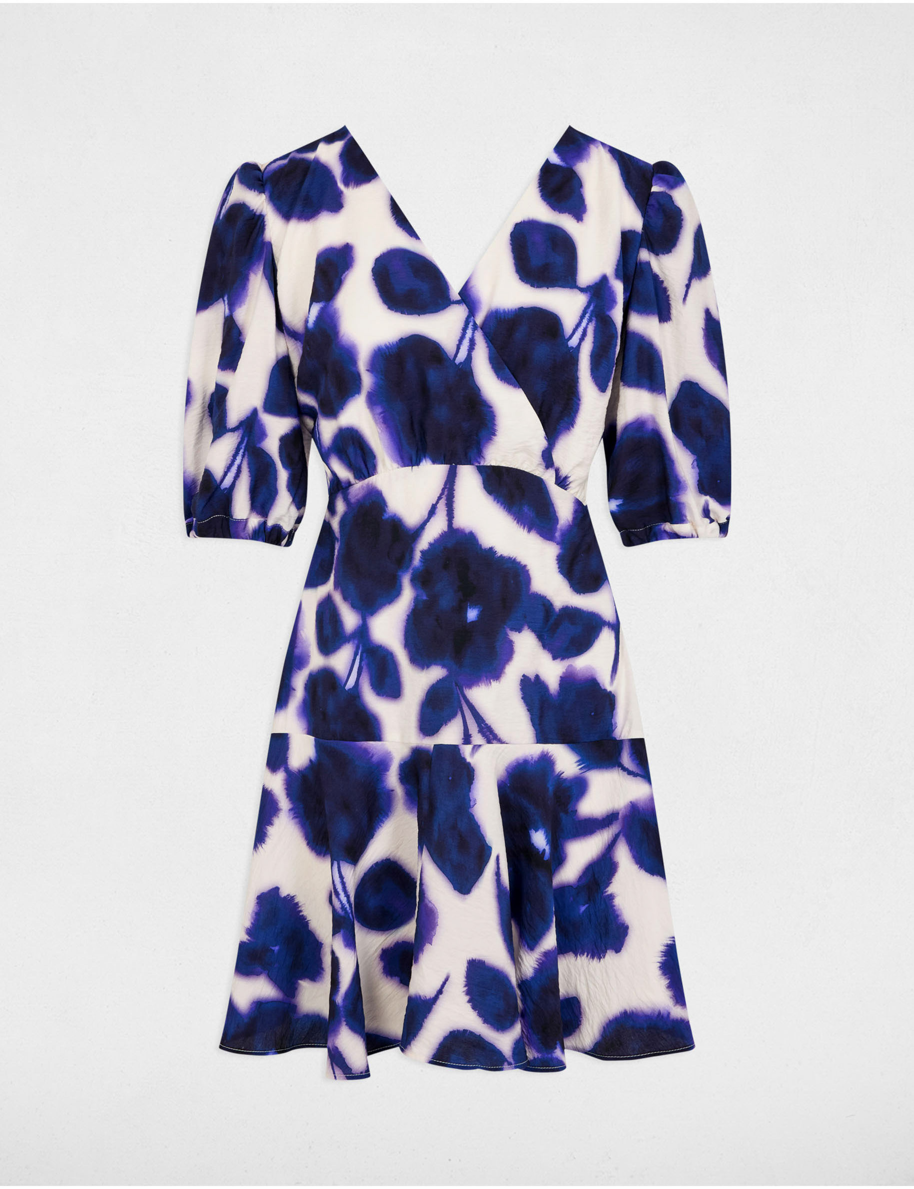 Robe courte évasée imprimée multicolore femme