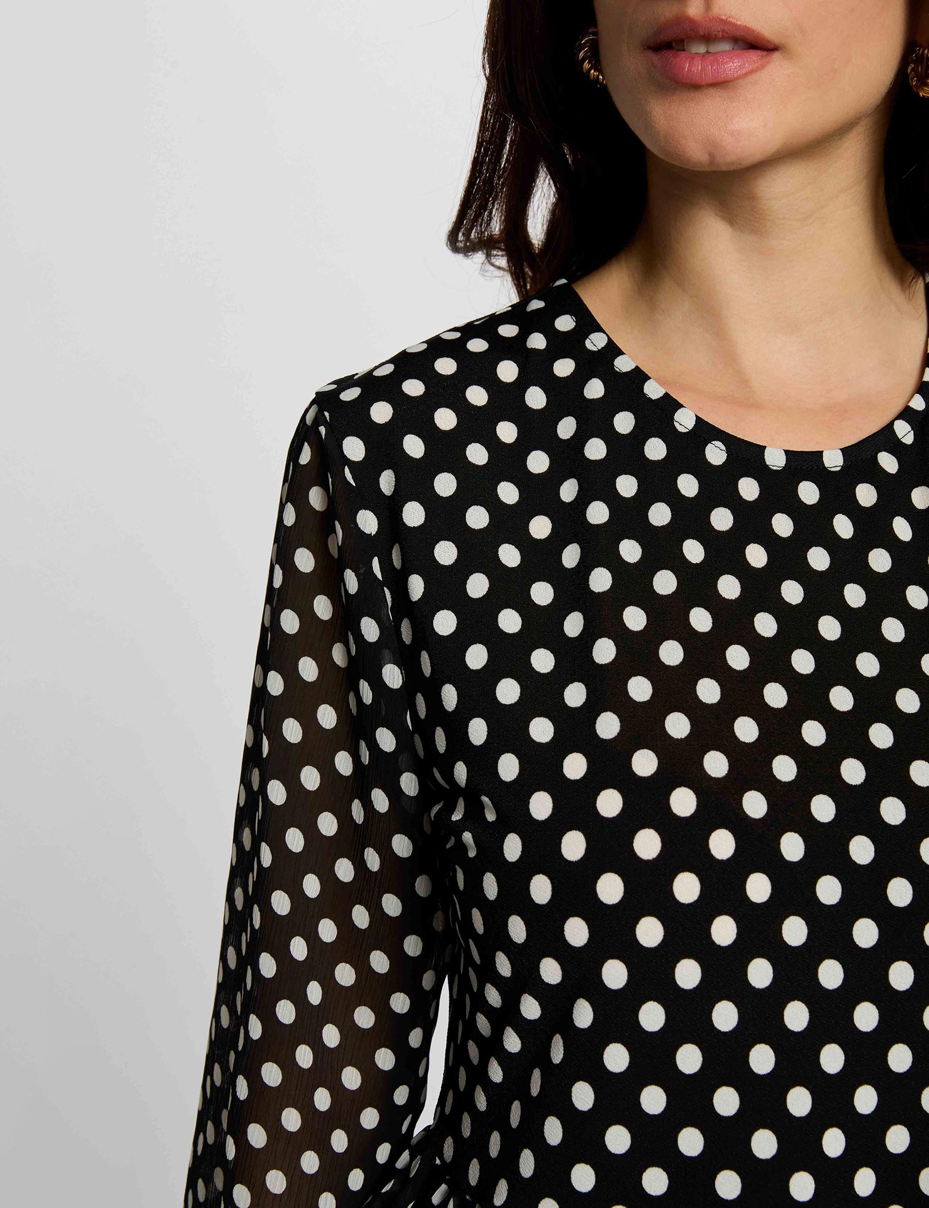 T-Shirt aus Voile mit Rundhalsausschnitt schwarz damen