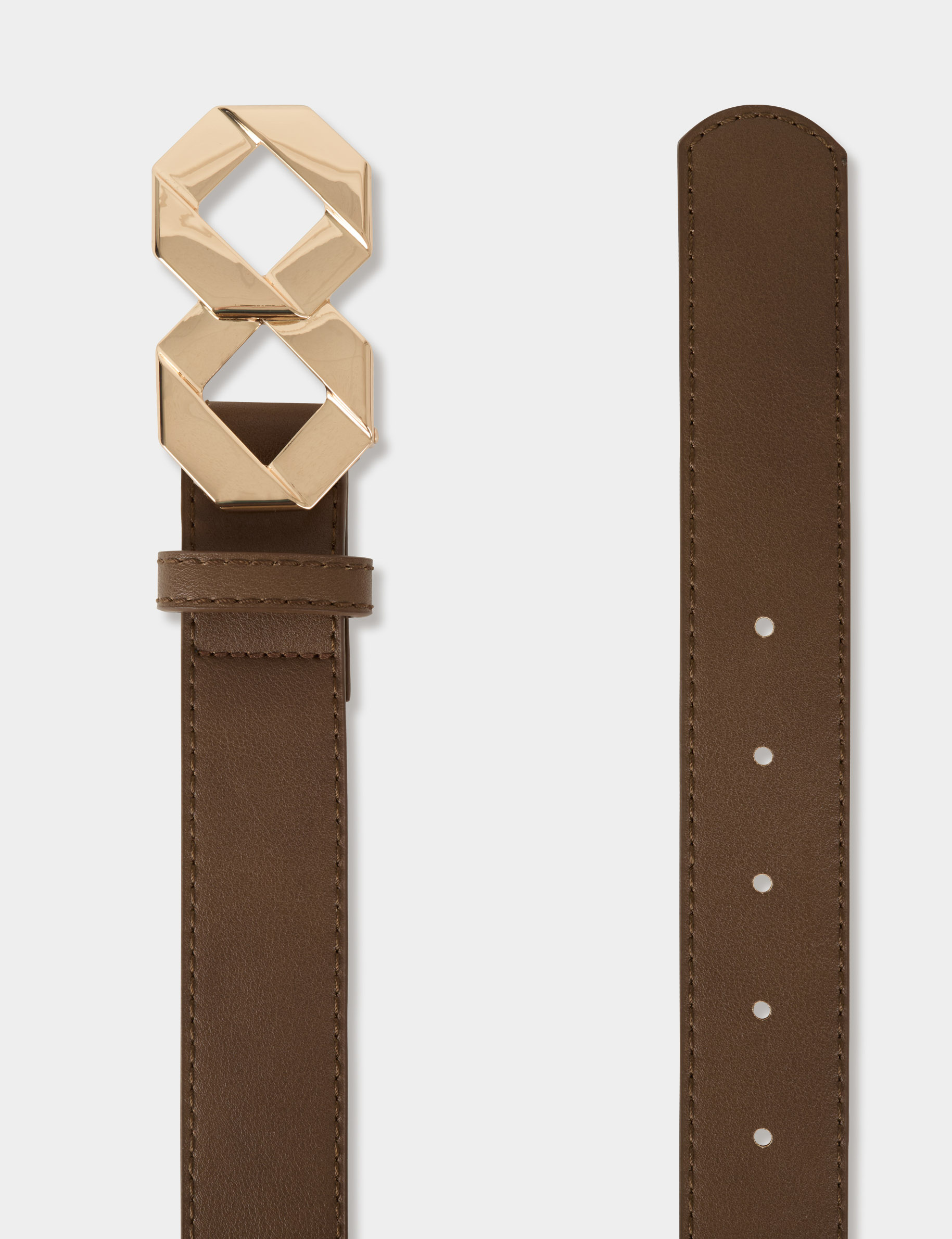Schmaler G&uuml;rtel aus Kunstleder marron clair damen