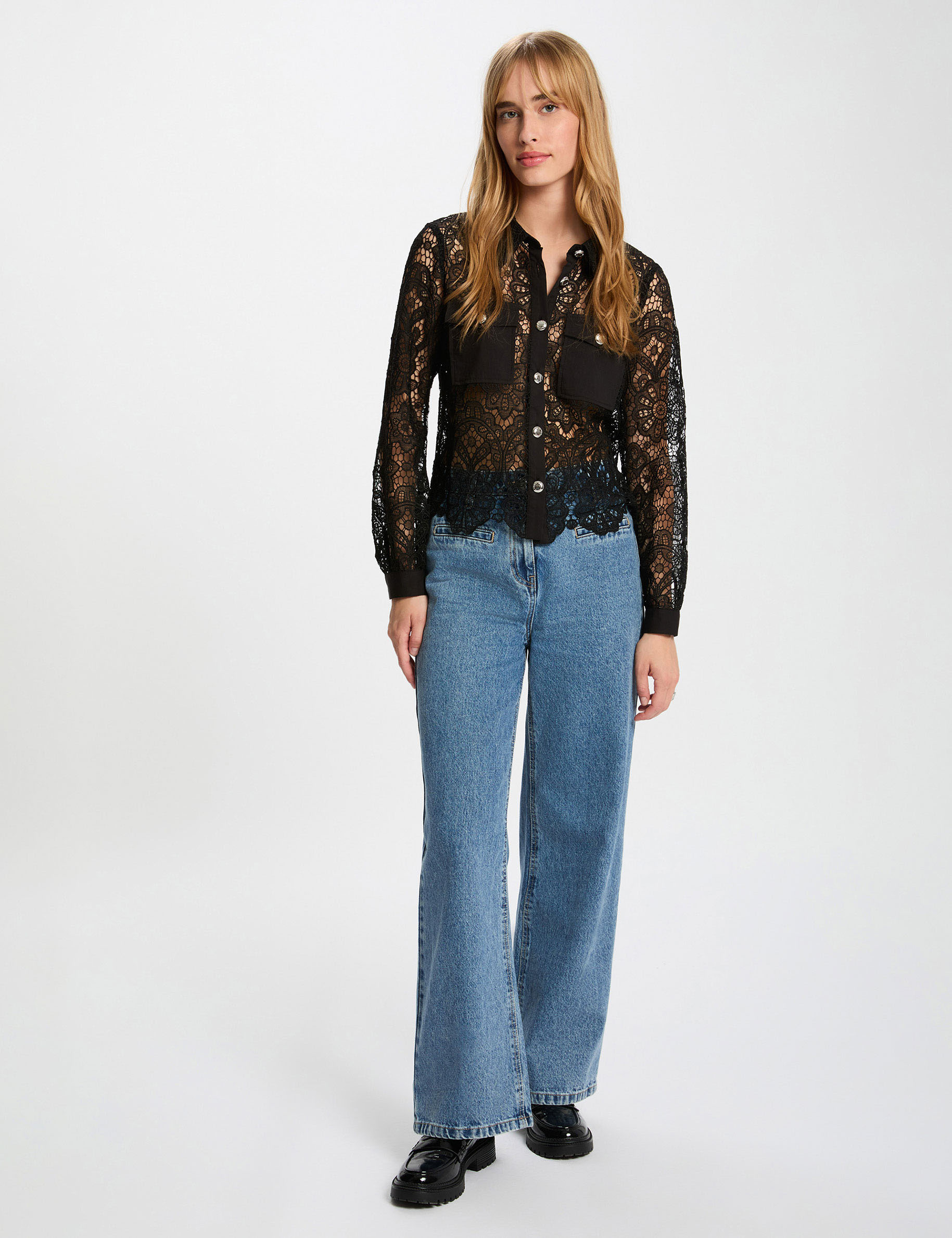 Langarmhemd schwarz damen