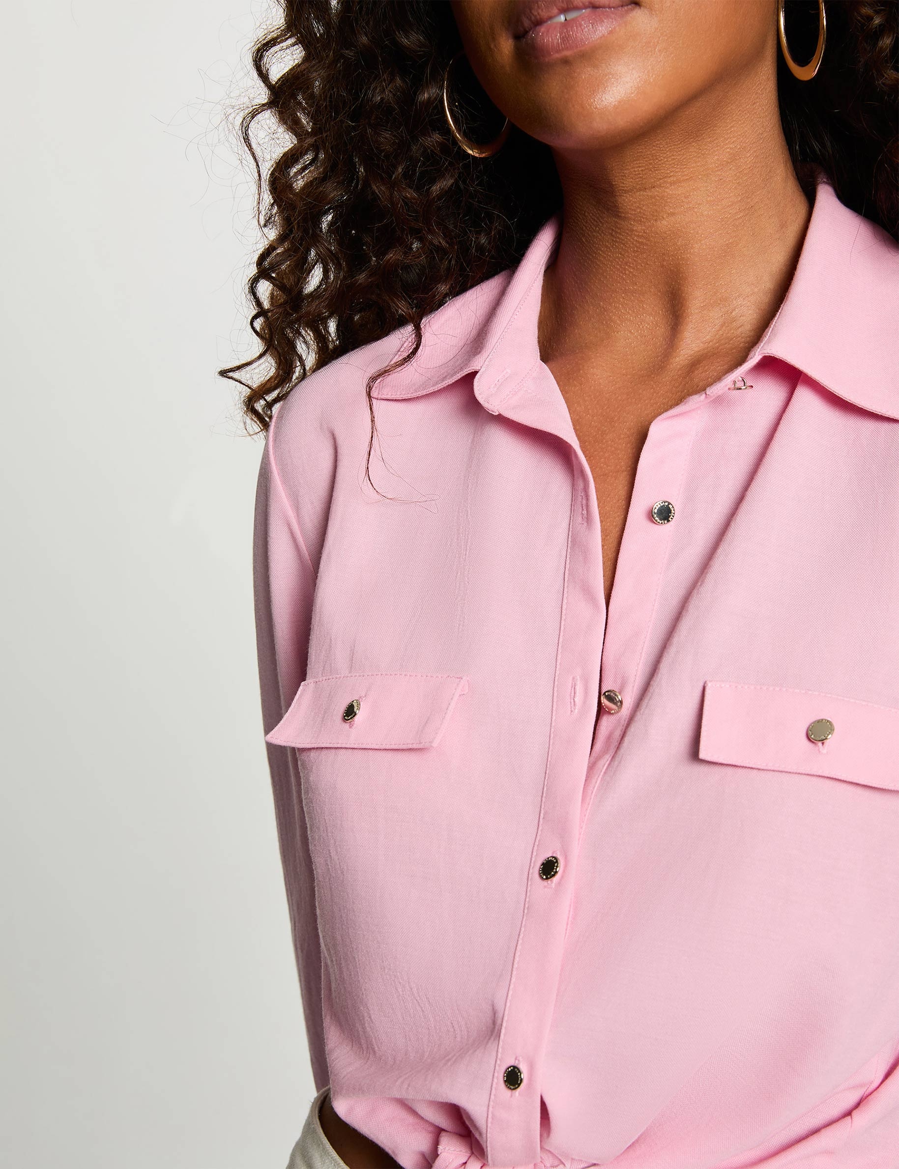 Gebundenes Hemd mit Reverskragen pastellrosa damen