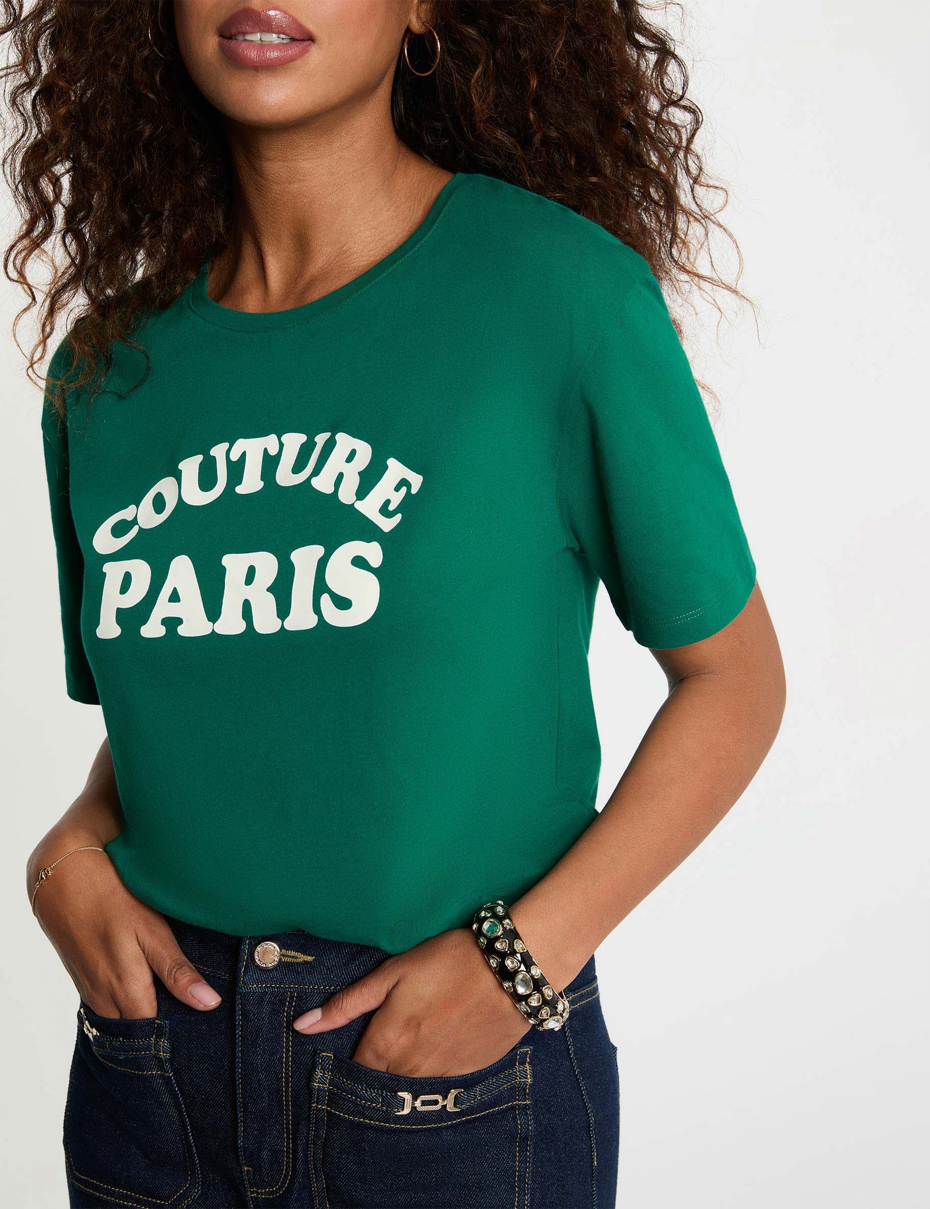 T-shirt manches courtes vert femme