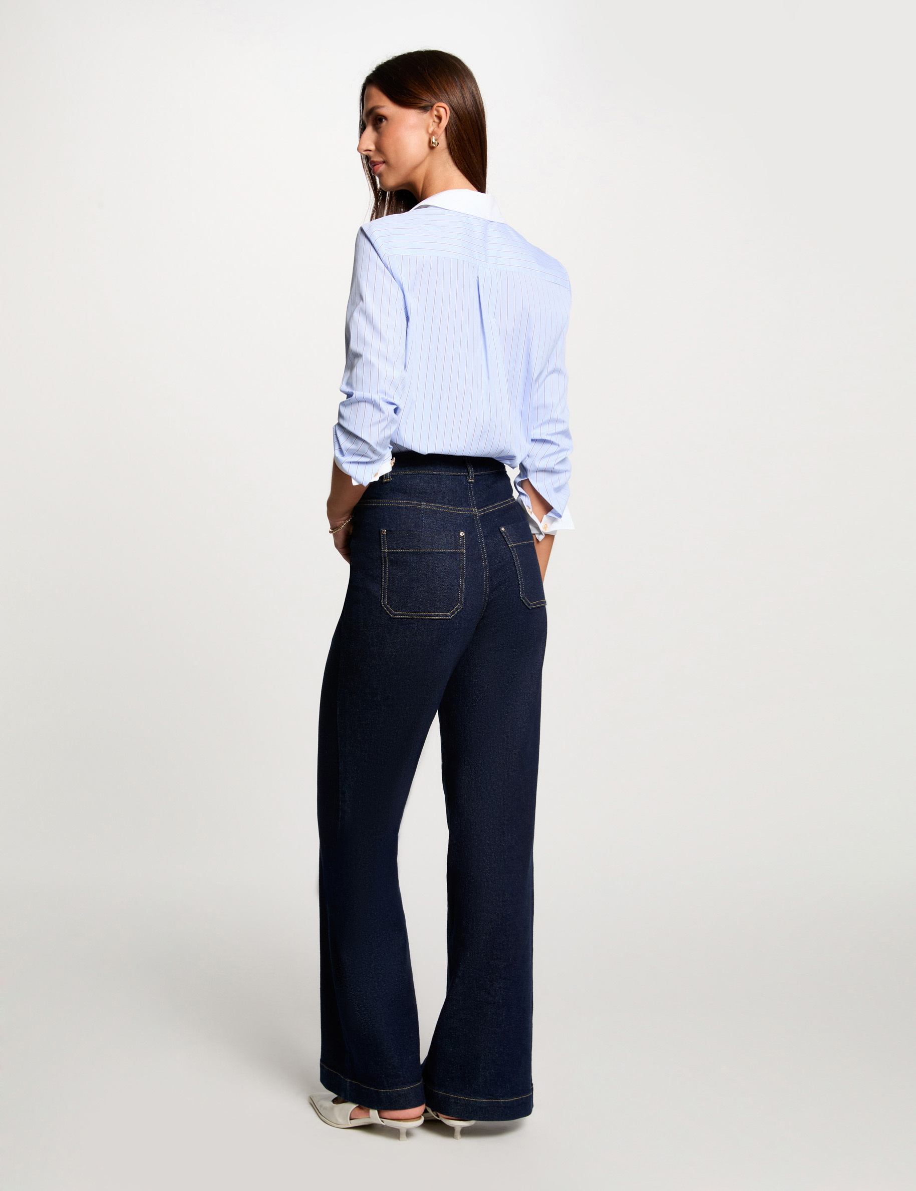 gestreiftes hemd mit langen rmeln himmelblau damen Gestreiftes Hemd mit langen �rmeln himmelblau damen