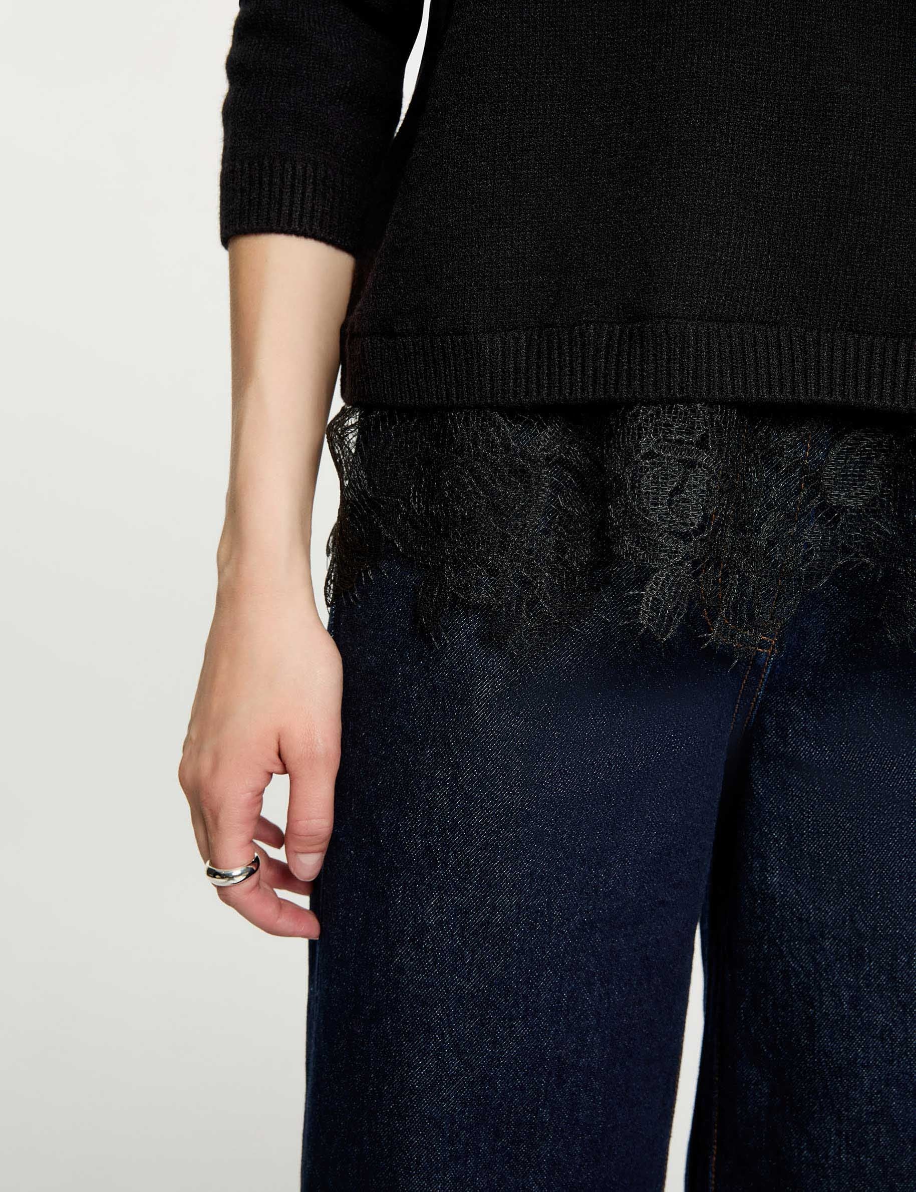 Pull col rond noir femme