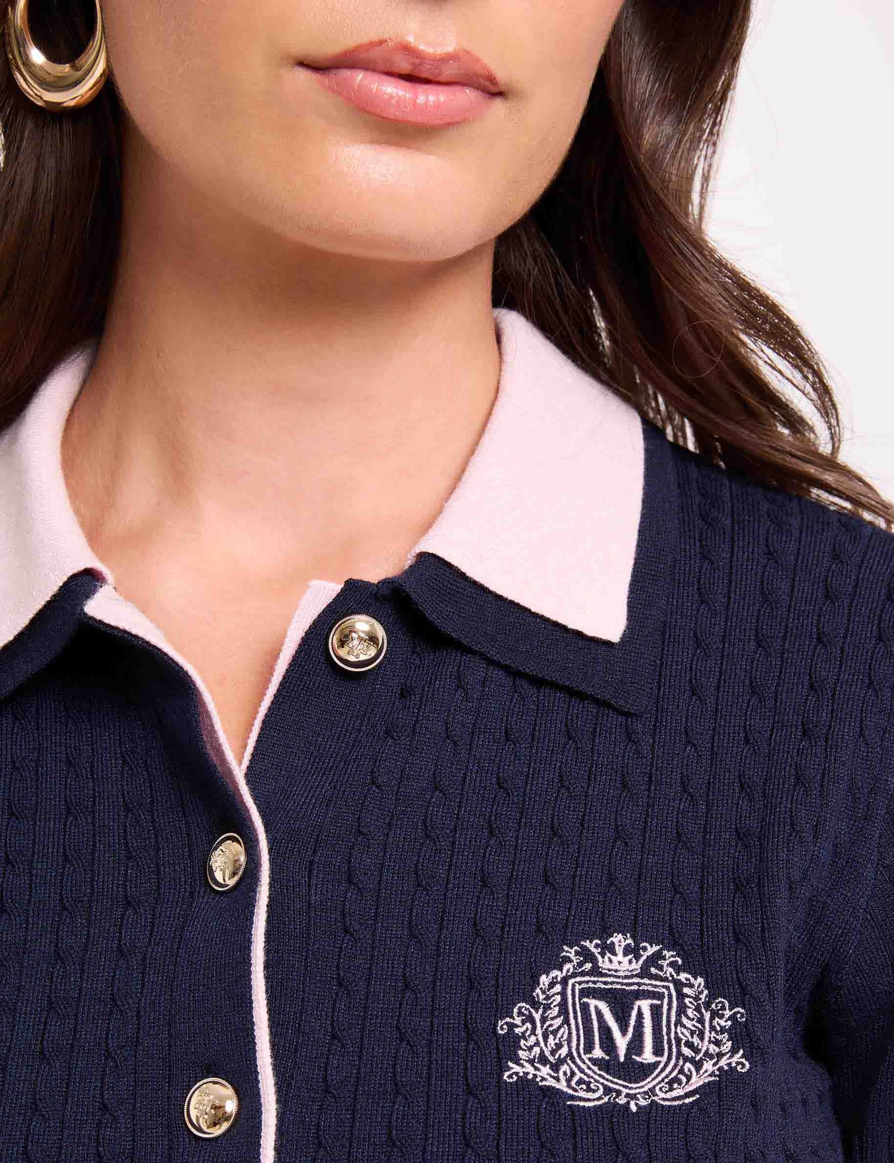 Pullover mit umgeschlagenem Kragen marineblau damen