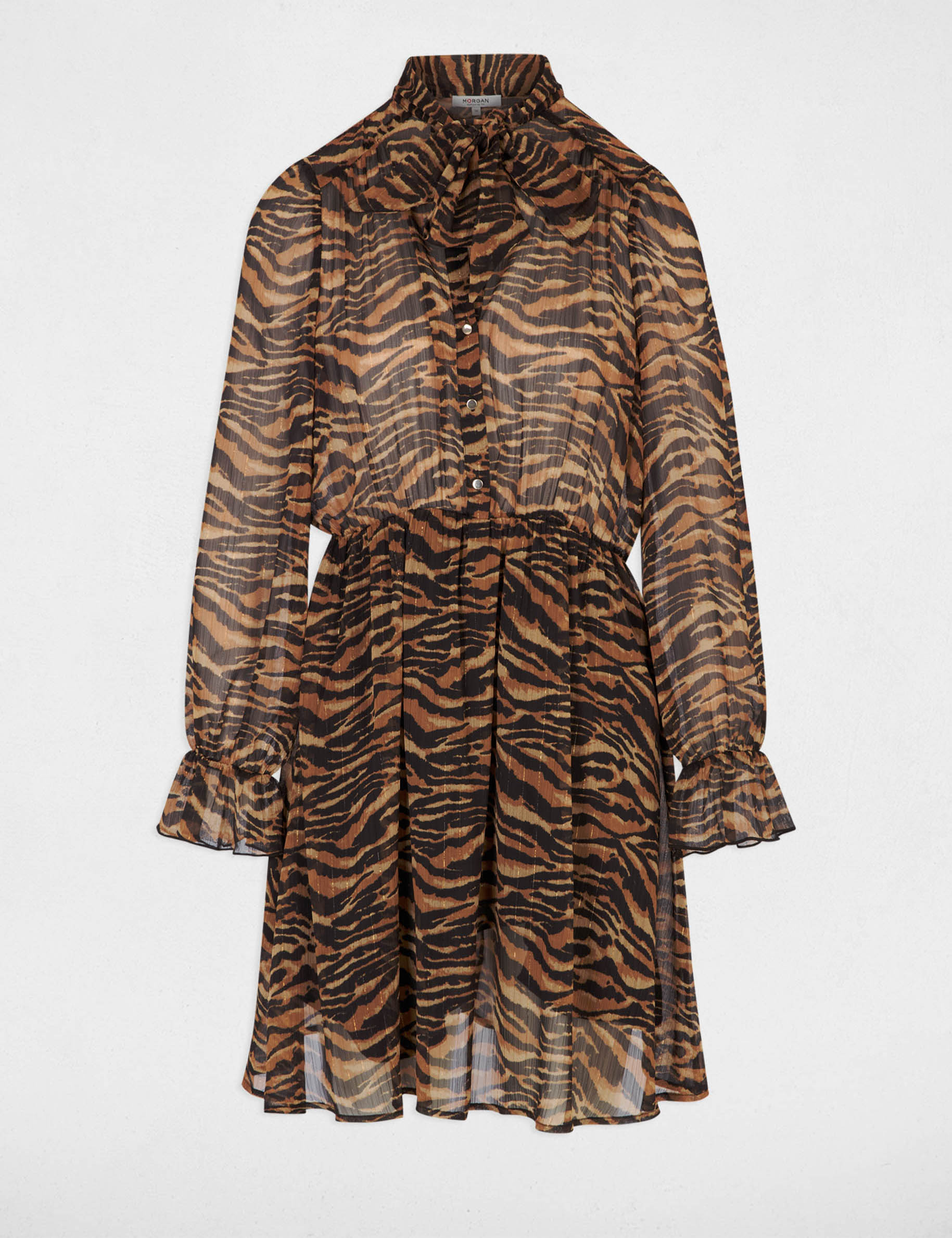Robe voile col lavalli&egrave;re multicolore femme