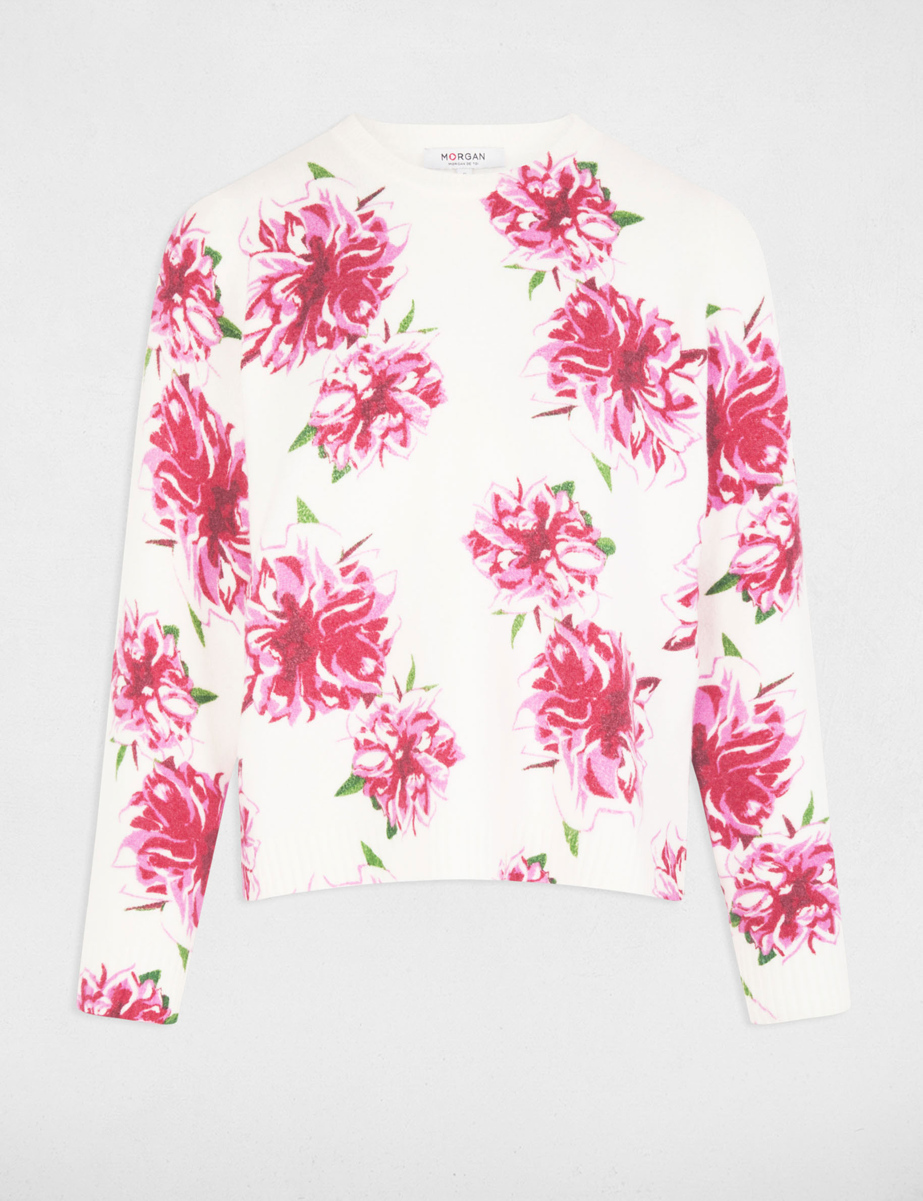 pullover mit blumenmuster elfenbein damen Pullover mit Blumenmuster elfenbein damen