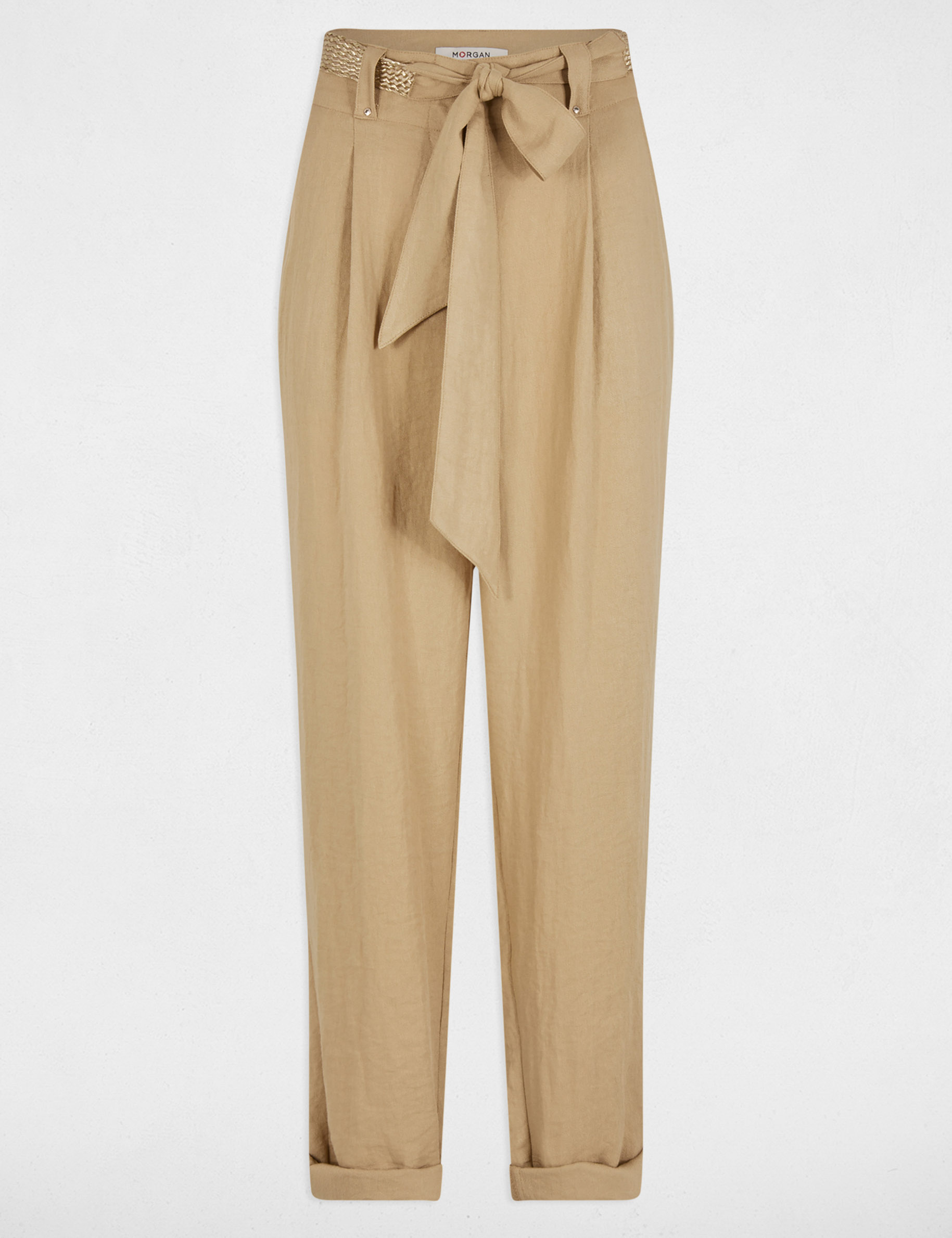 karottenhose mit gurtel beige damen Karottenhose mit Gürtel beige damen