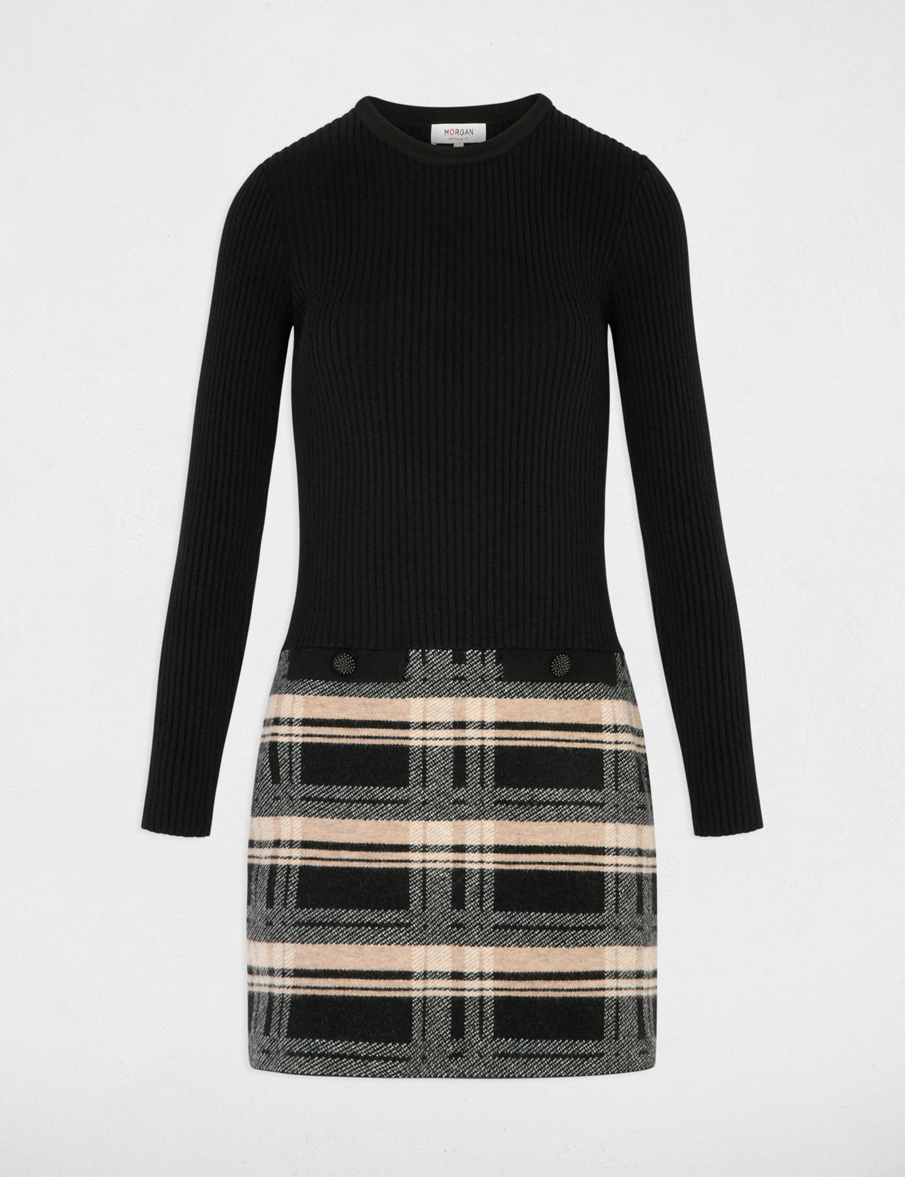 Strickkleid mit Rundhalsausschnitt schwarz damen