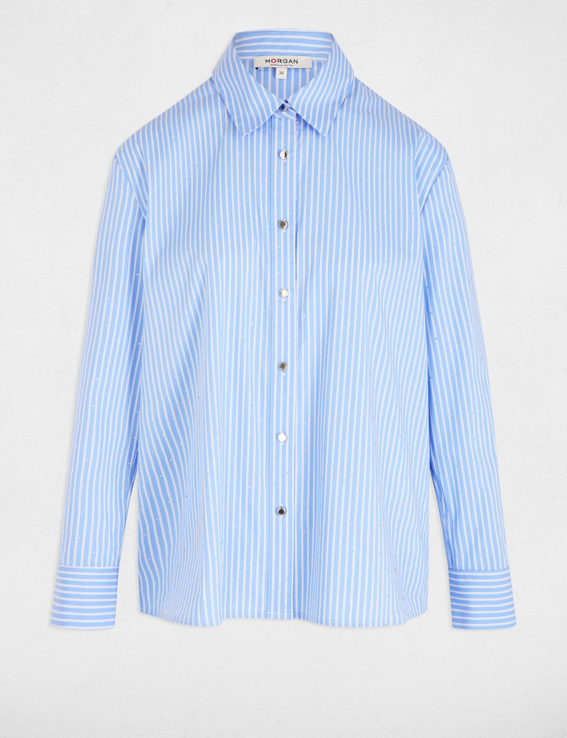 gestreiftes hemd mit langen armeln himmelblau damen Gestreiftes Hemd mit langen Ärmeln himmelblau damen