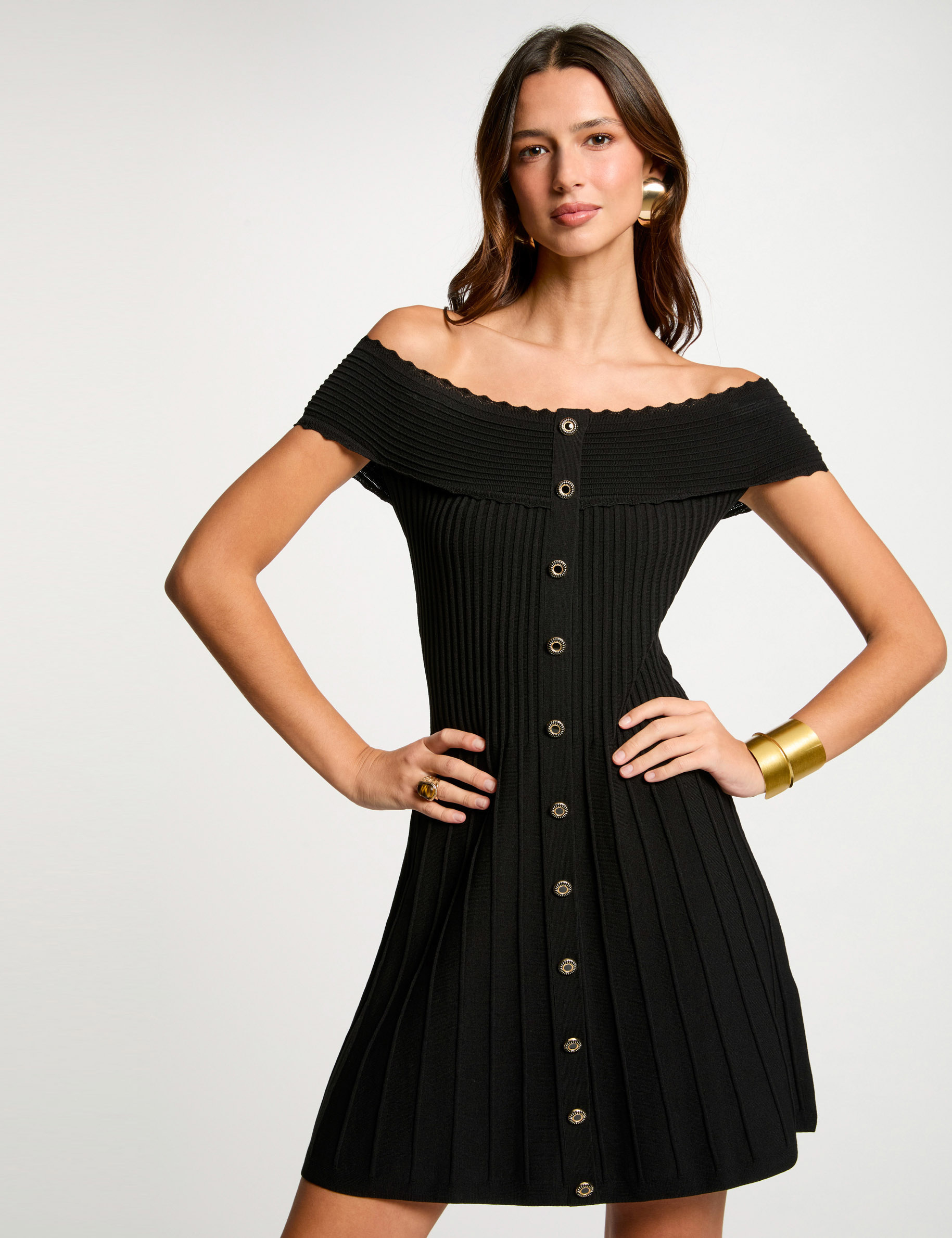 robe tricot courte trapeze noir femme Robe tricot courte trapèze noir femme