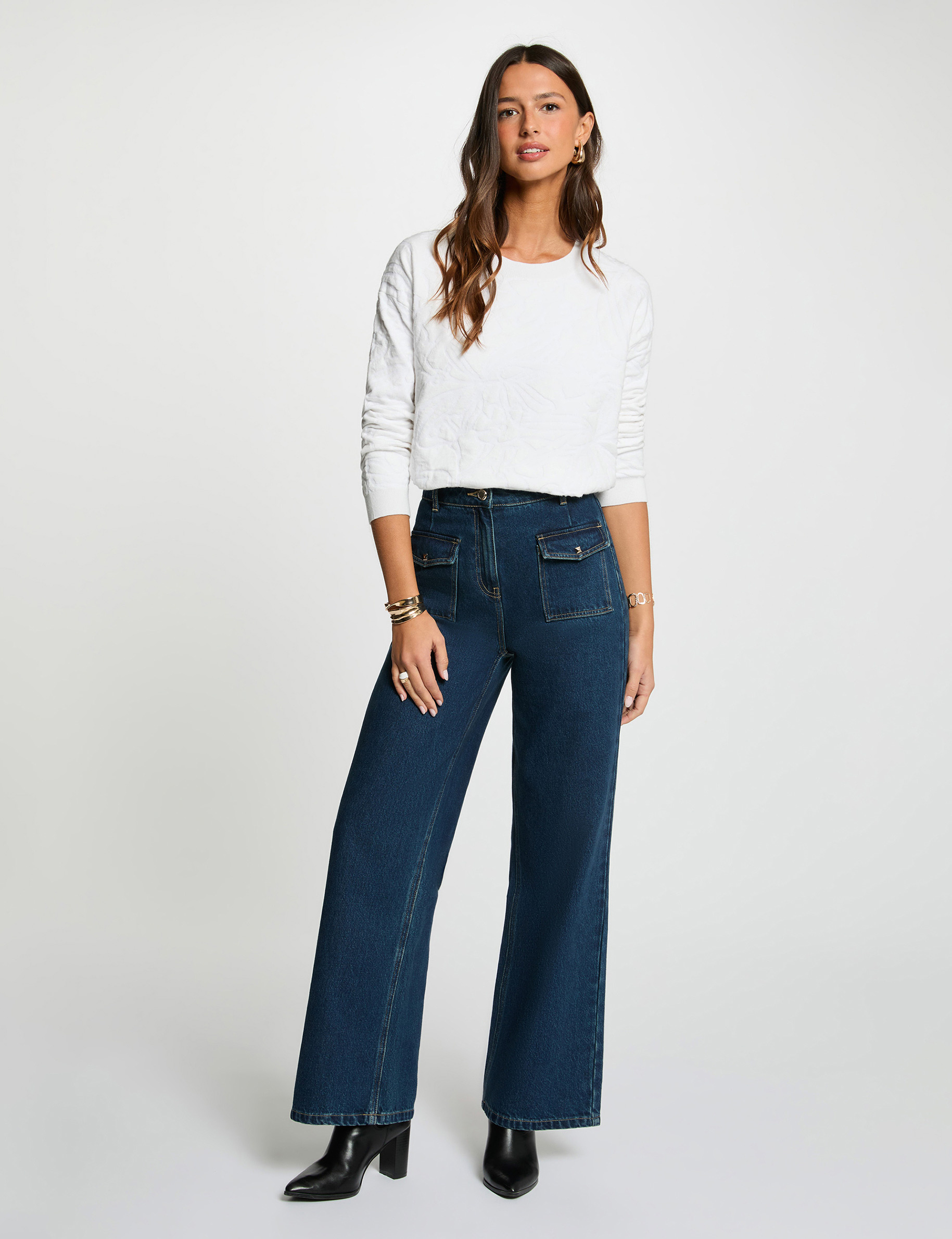 Rundhals-Pullover weiss damen