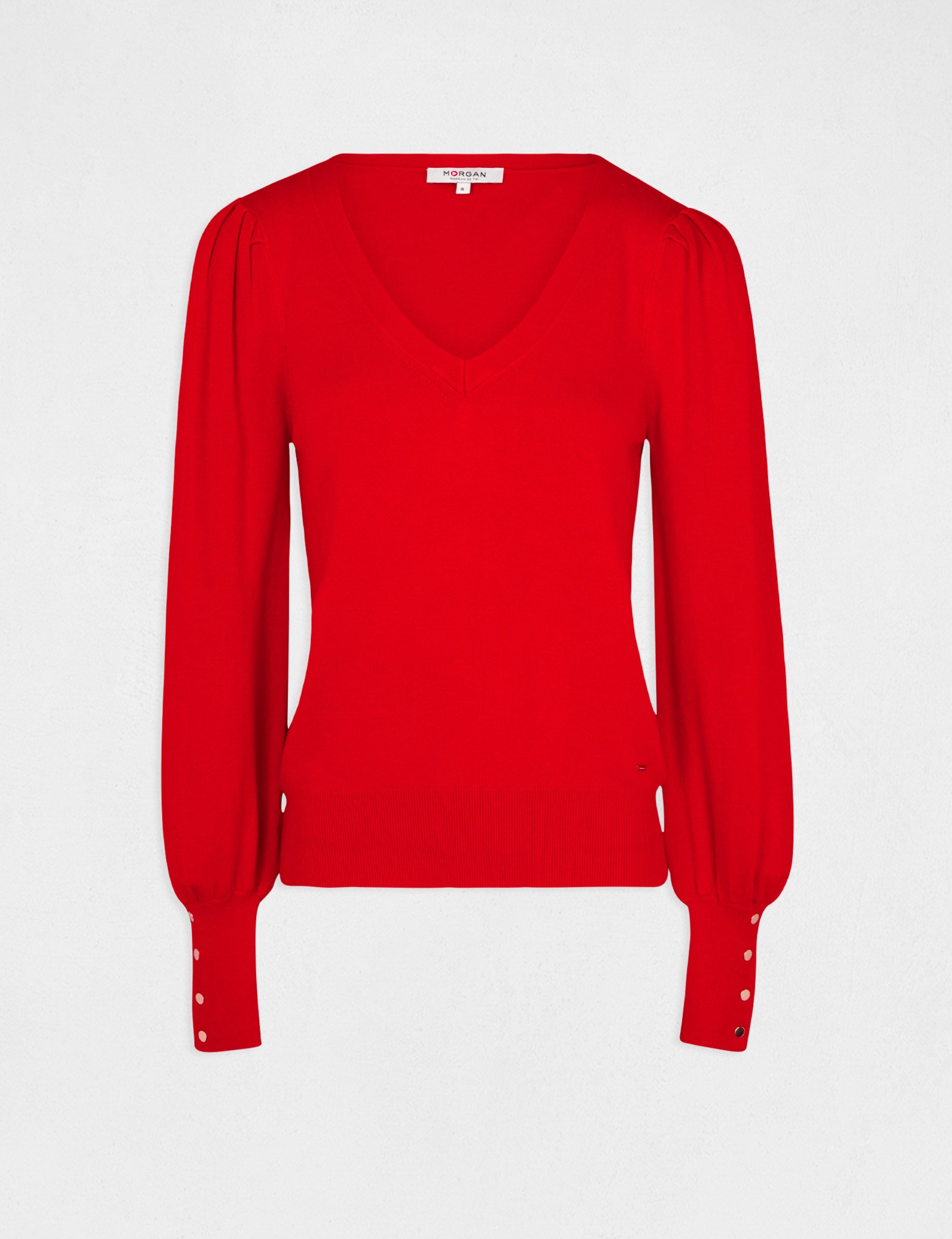Lang&auml;rmliger Pullover mit V-Ausschnitt rot damen
