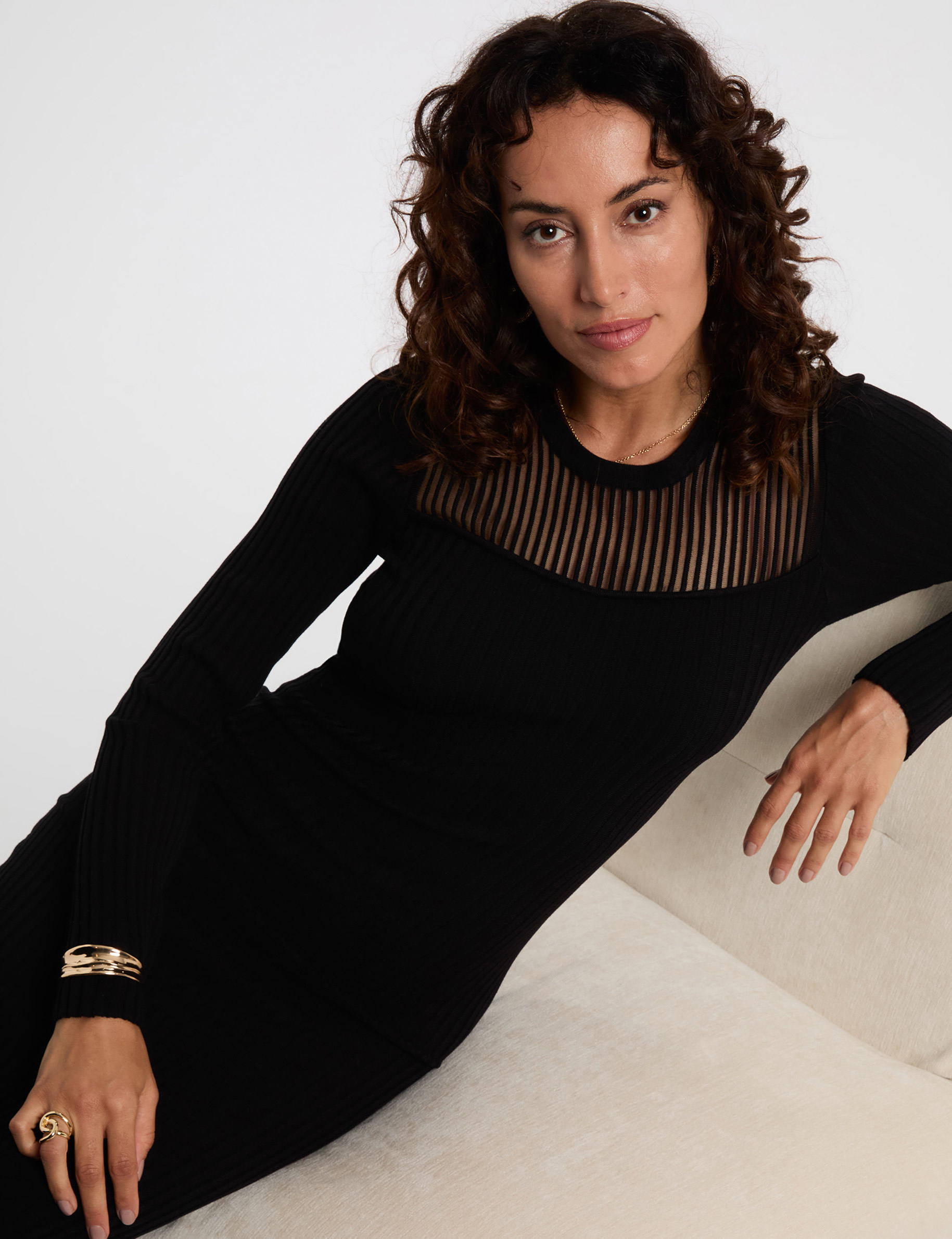 robe longue ajouree noir femme Robe longue ajourée noir femme