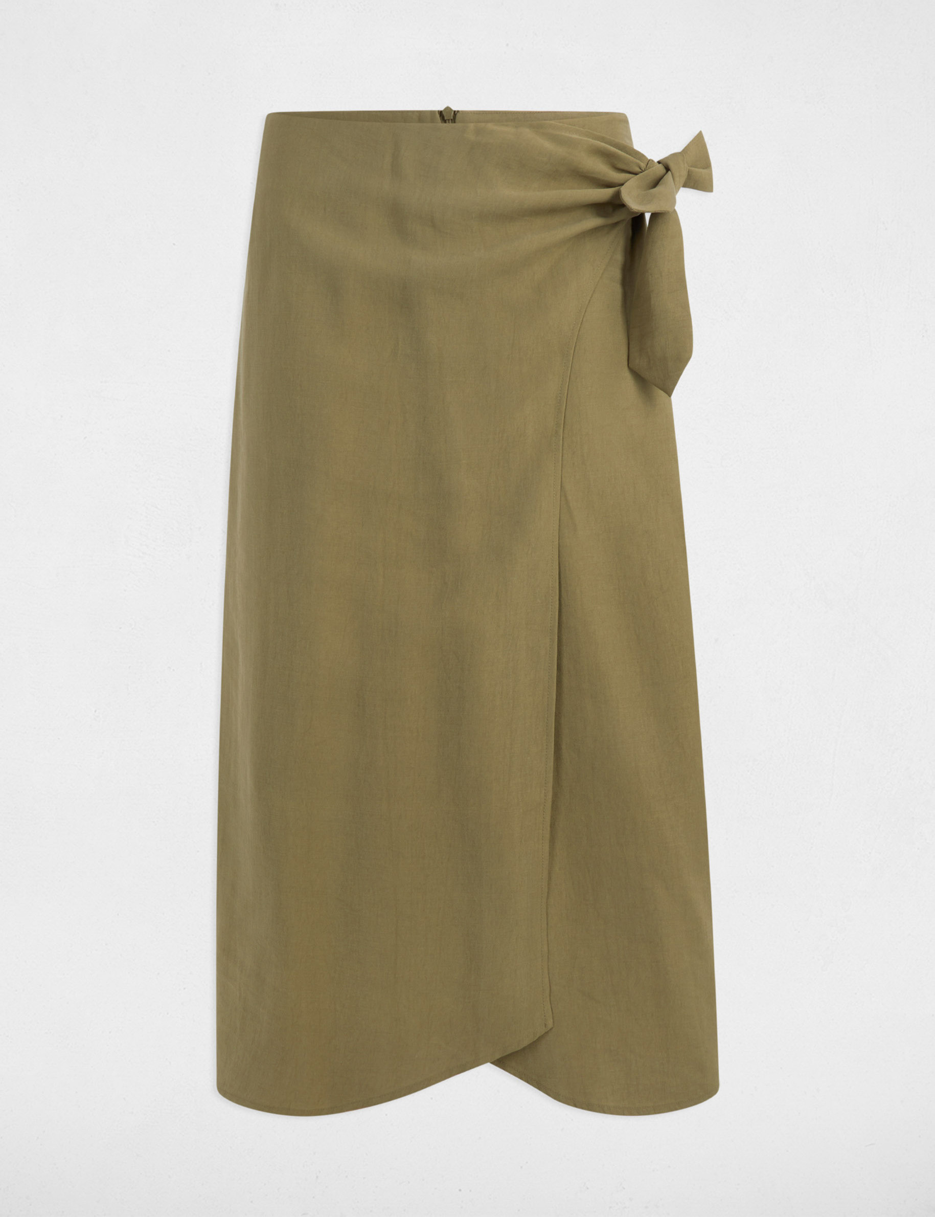 jupe midi portefeuille vert kaki femme Jupe midi portefeuille vert kaki femme