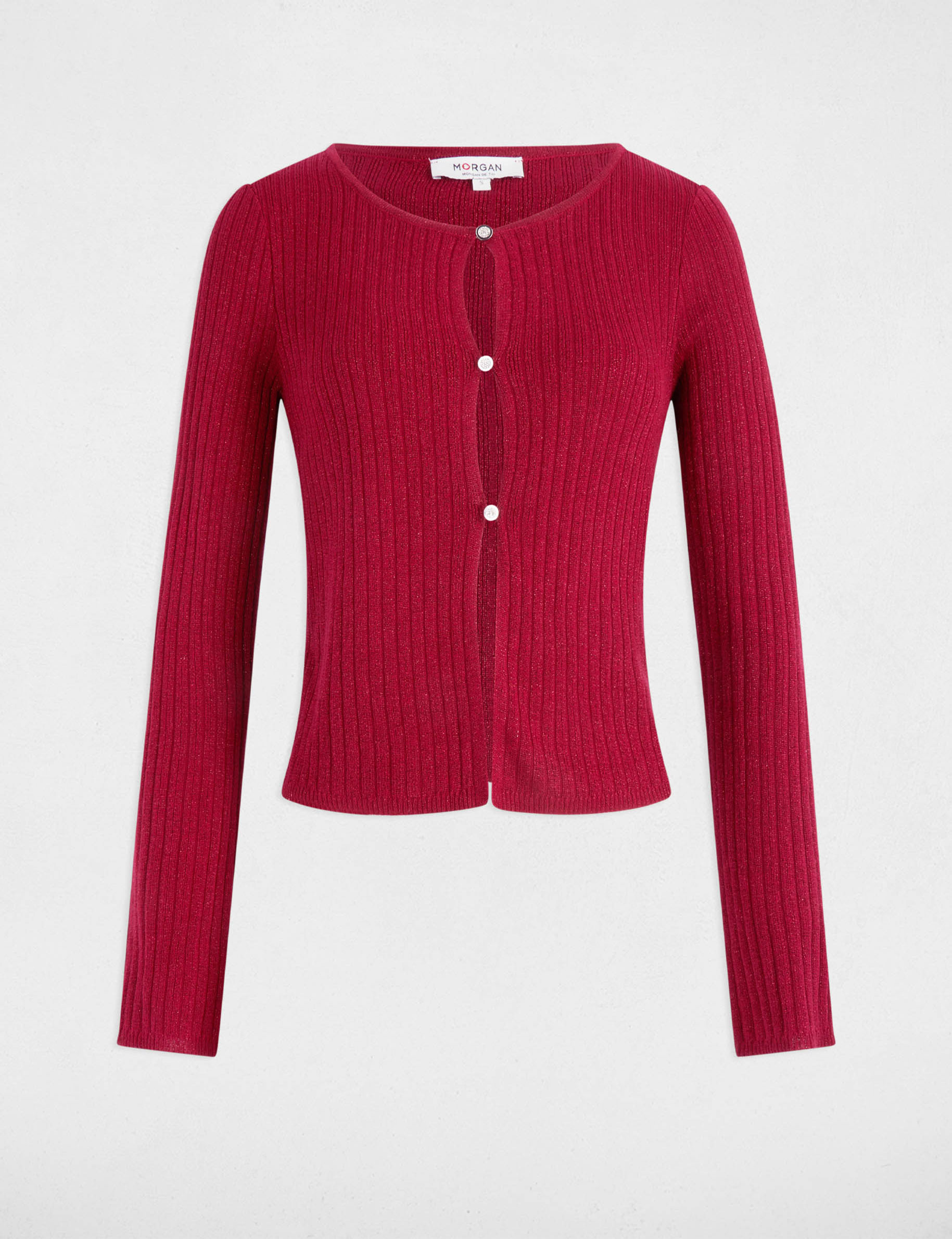 Gilet manches longues rouge foncé femme