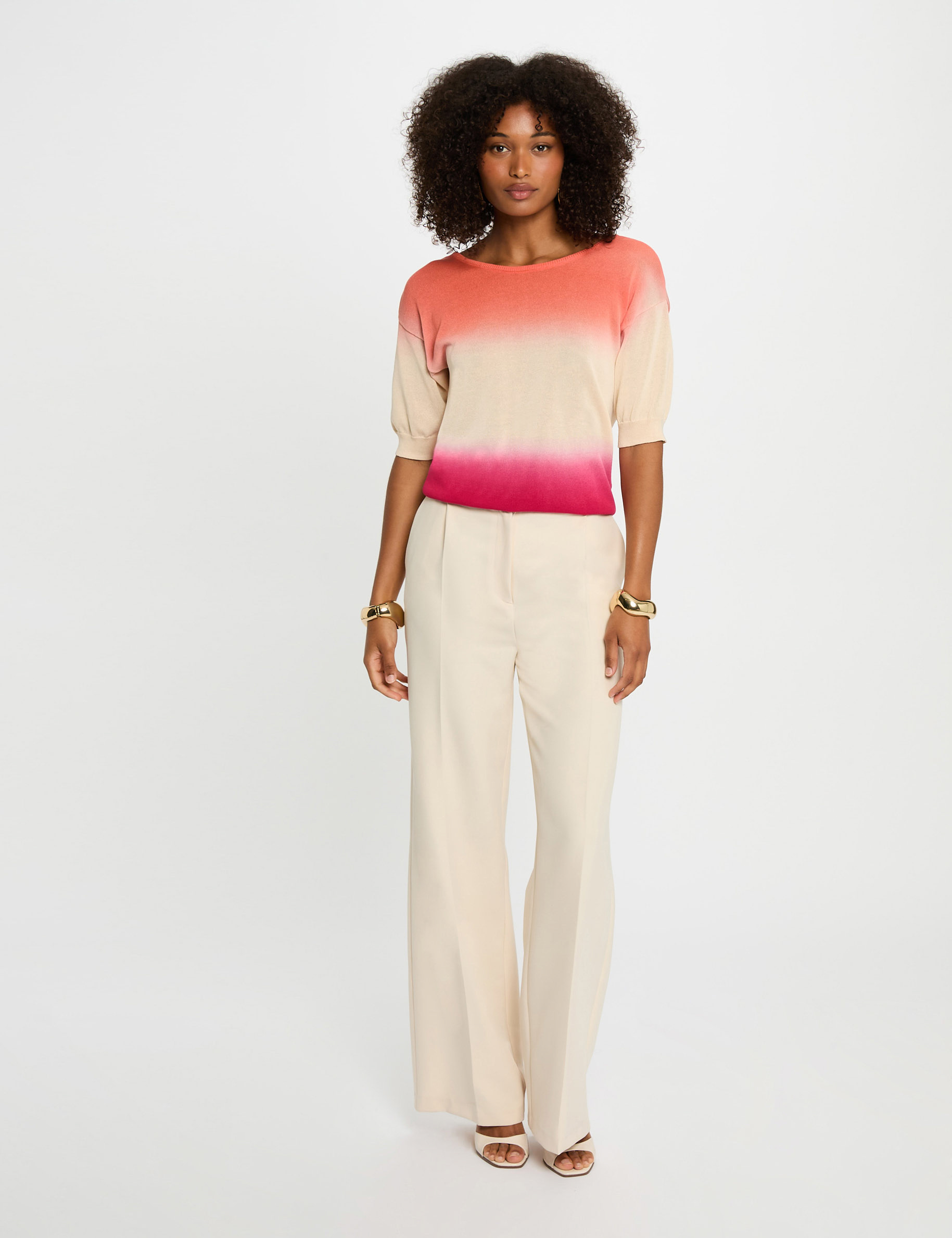 pull manches 34 imprime multicolore femme Pull manches 3/4 imprimé multicolore femme