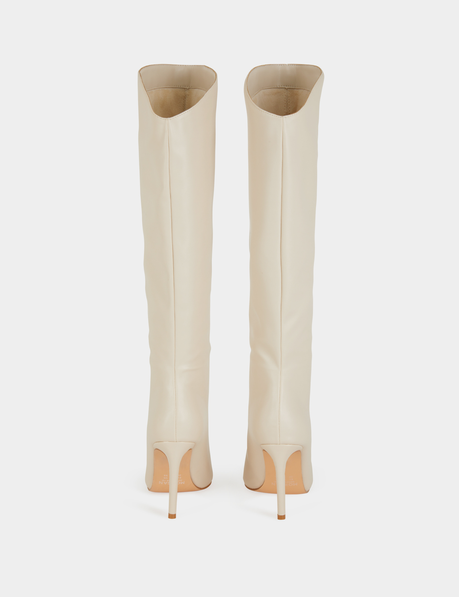 hohe stiefel mit stilettos aus leder elfenbein damen Hohe Stiefel mit Stilettos aus Leder elfenbein damen
