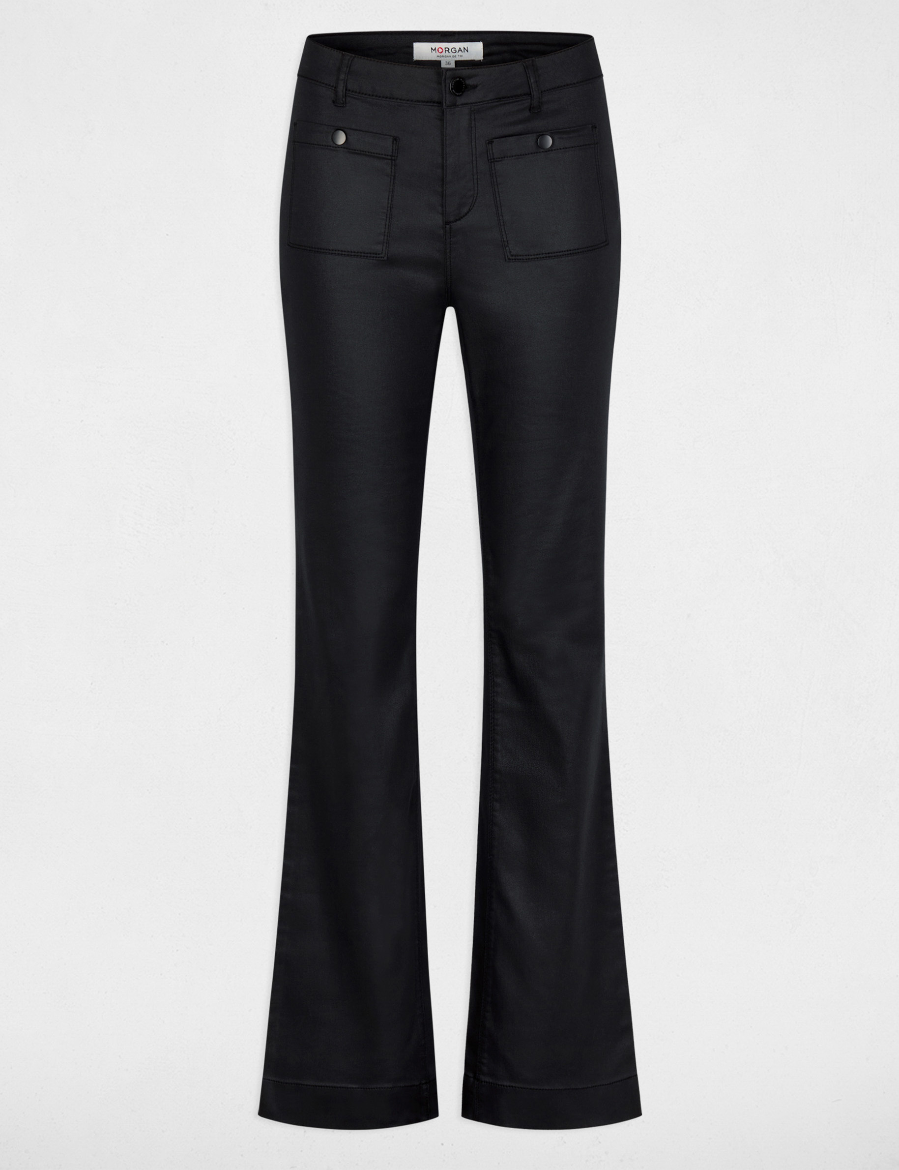 Pantalon bootcut enduit noir femme