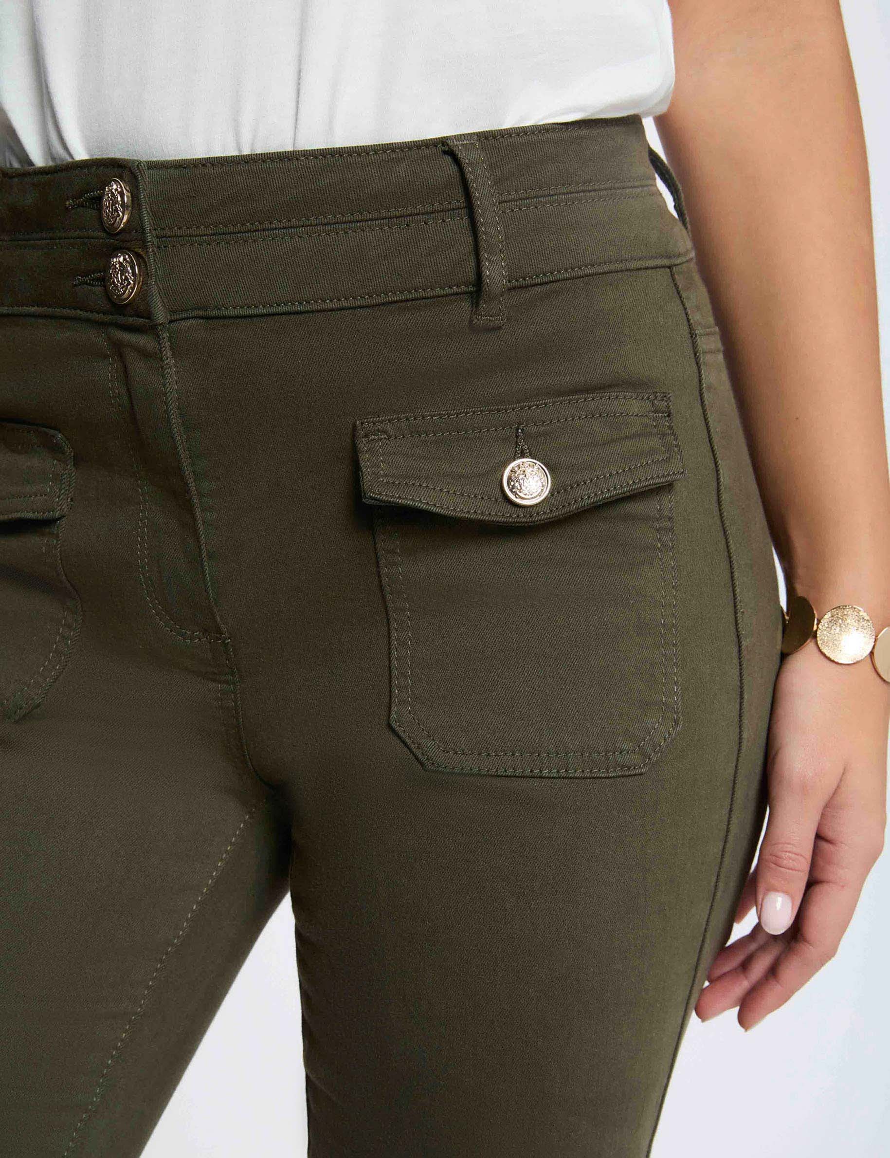 Pantalon bootcut vert kaki femme