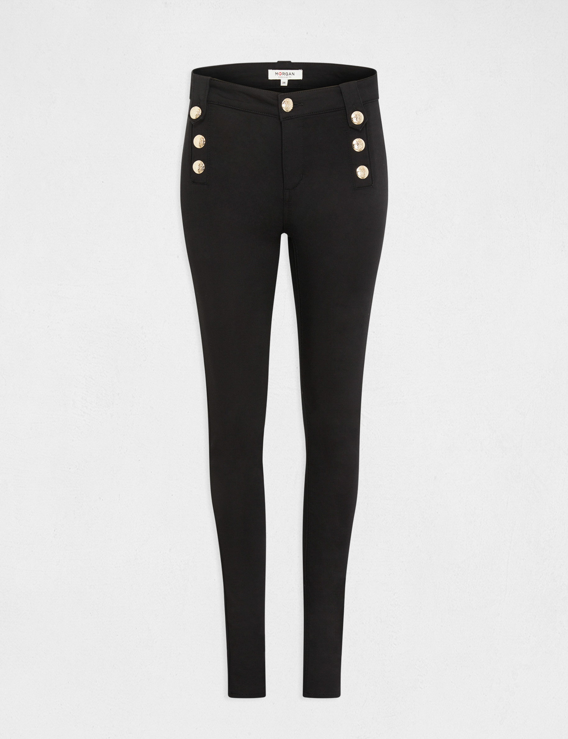 pantalon skinny avec boutons decoratifs noir femme Pantalon skinny avec boutons décoratifs noir femme