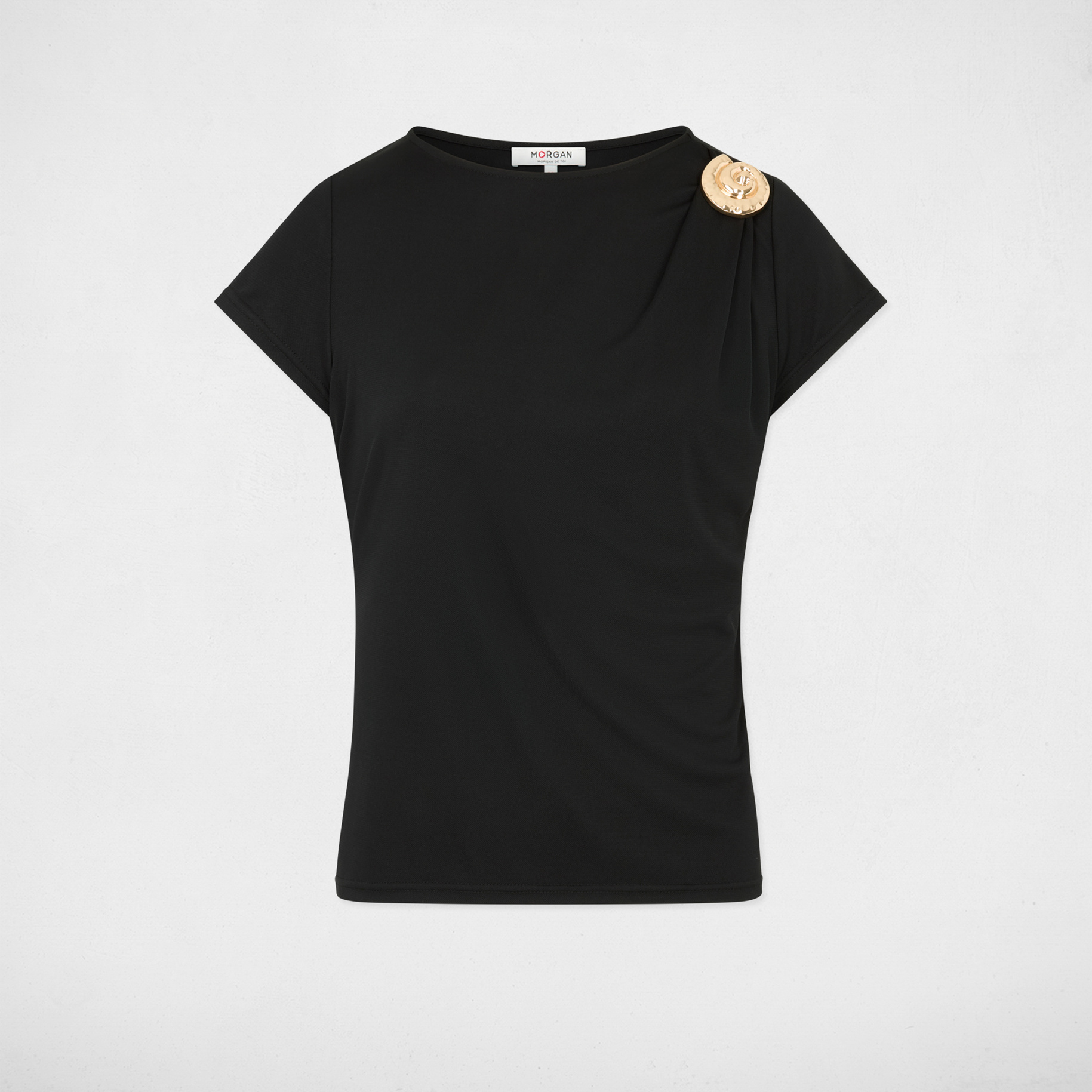 T-Shirt mit Rundhalsausschnitt schwarz damen