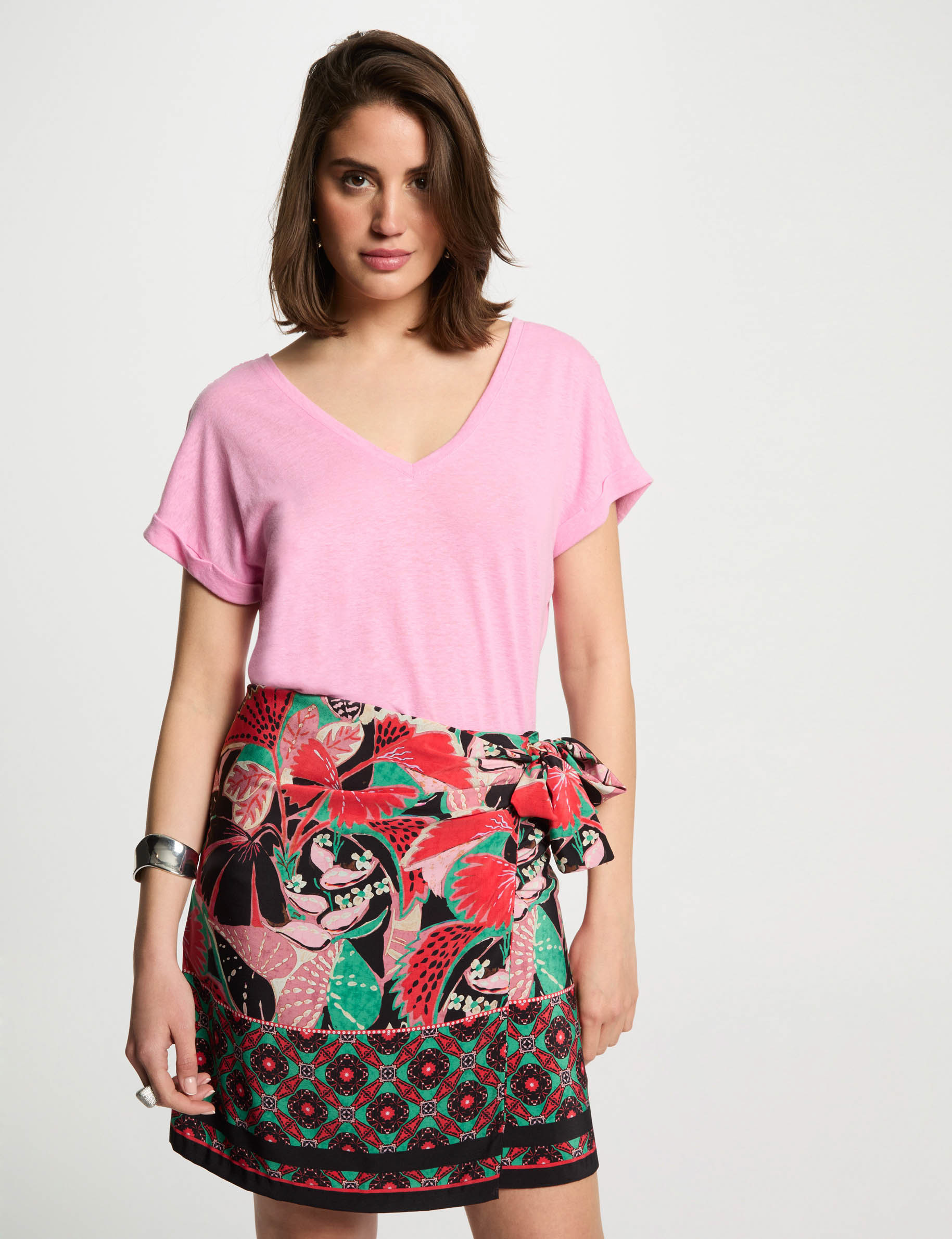Jupe nouée imprimée multicolore femme