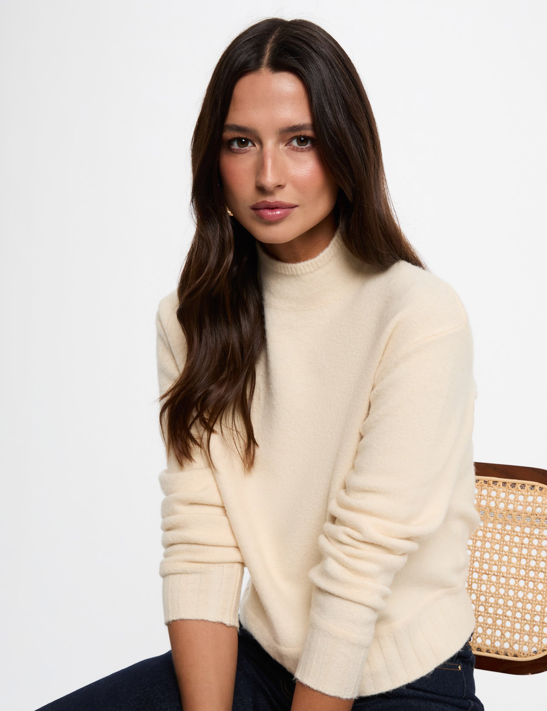 Rollkragenpullover beige damen
