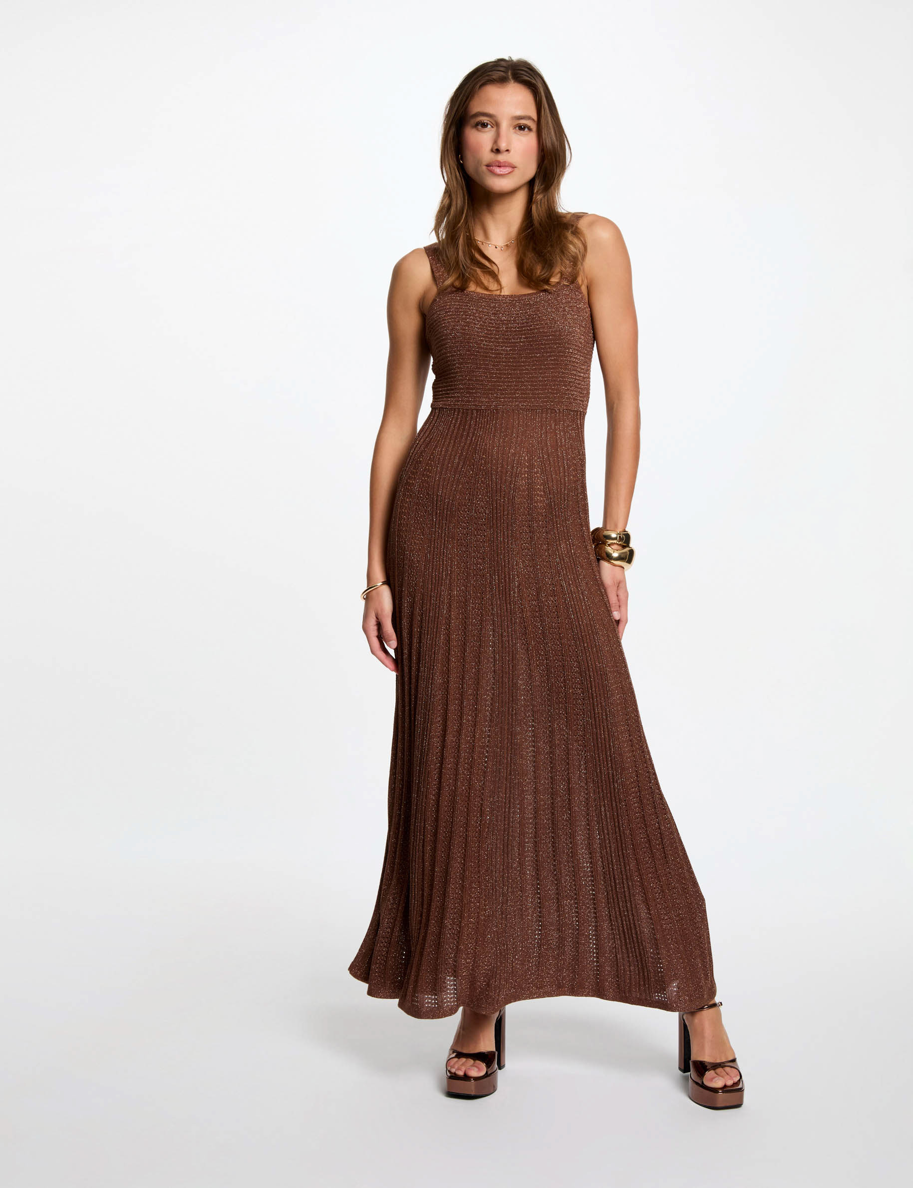 langes gerades strickkleid cognacbraun damen Langes gerades Strickkleid cognacbraun damen