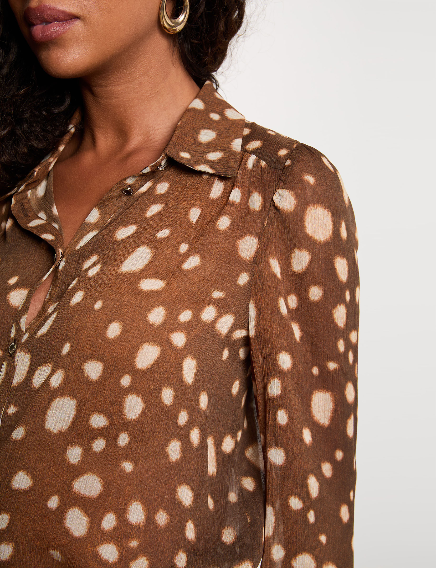 Chemise voile imprim&eacute;e multicolore femme