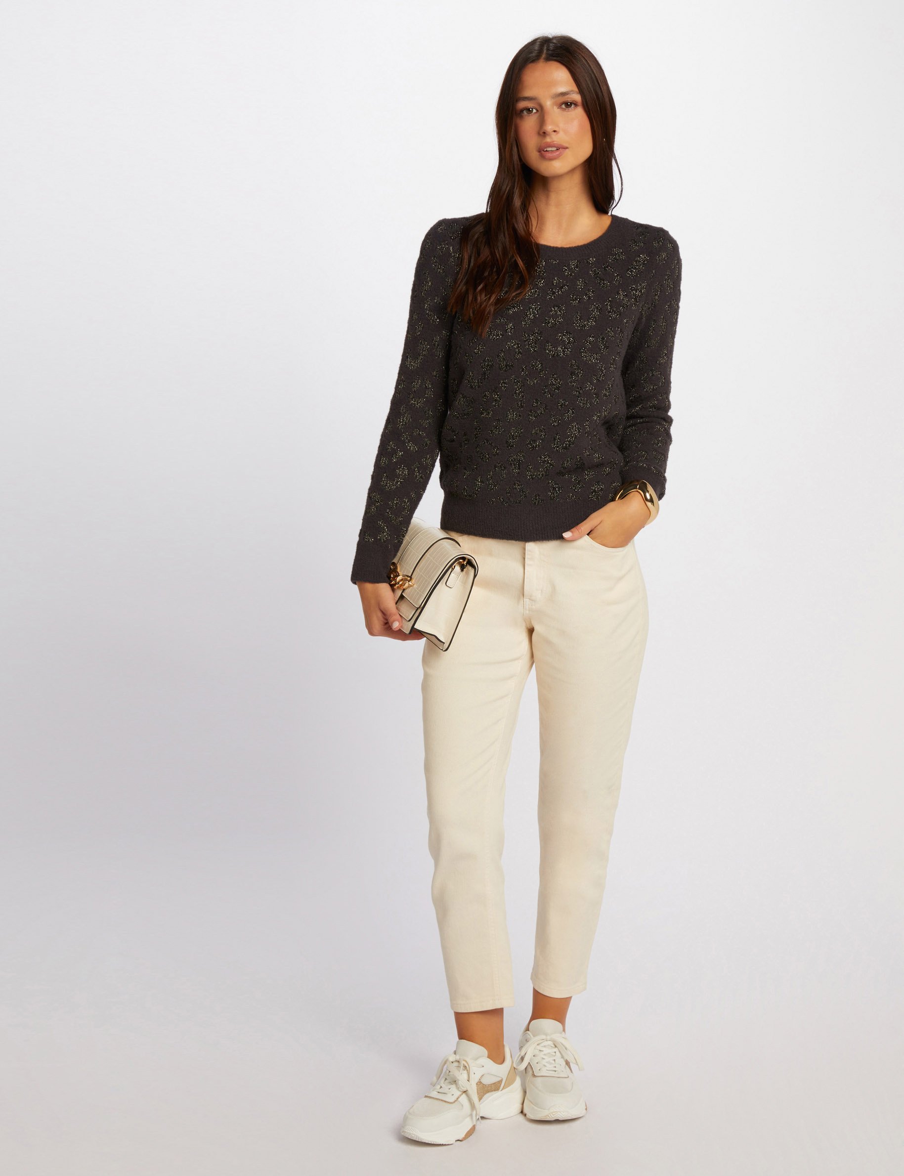 Pullover mit Rundhalsausschnitt anthrazitgrau damen