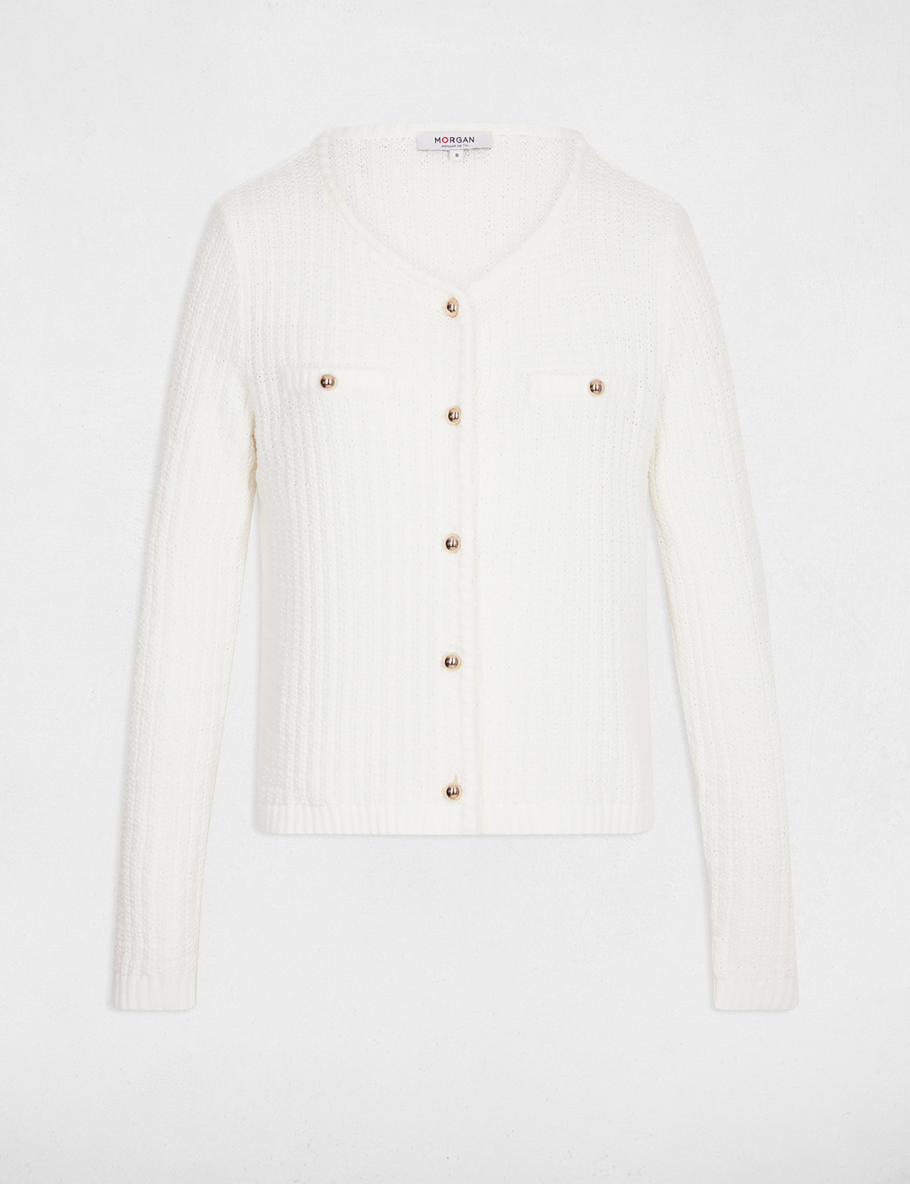 Taillierte Strickjacke mit Kn&ouml;pfen weiss damen