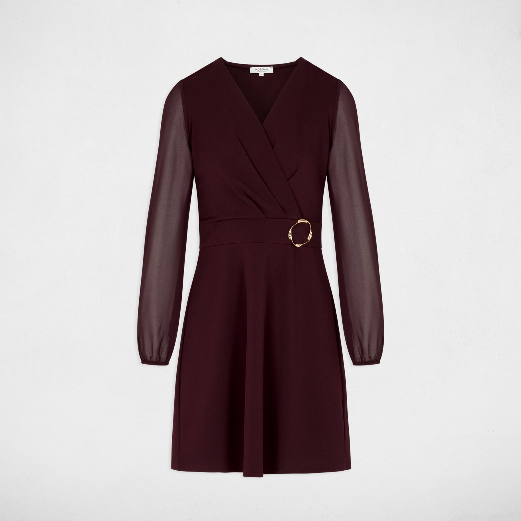 Robe courte voile bordeaux femme